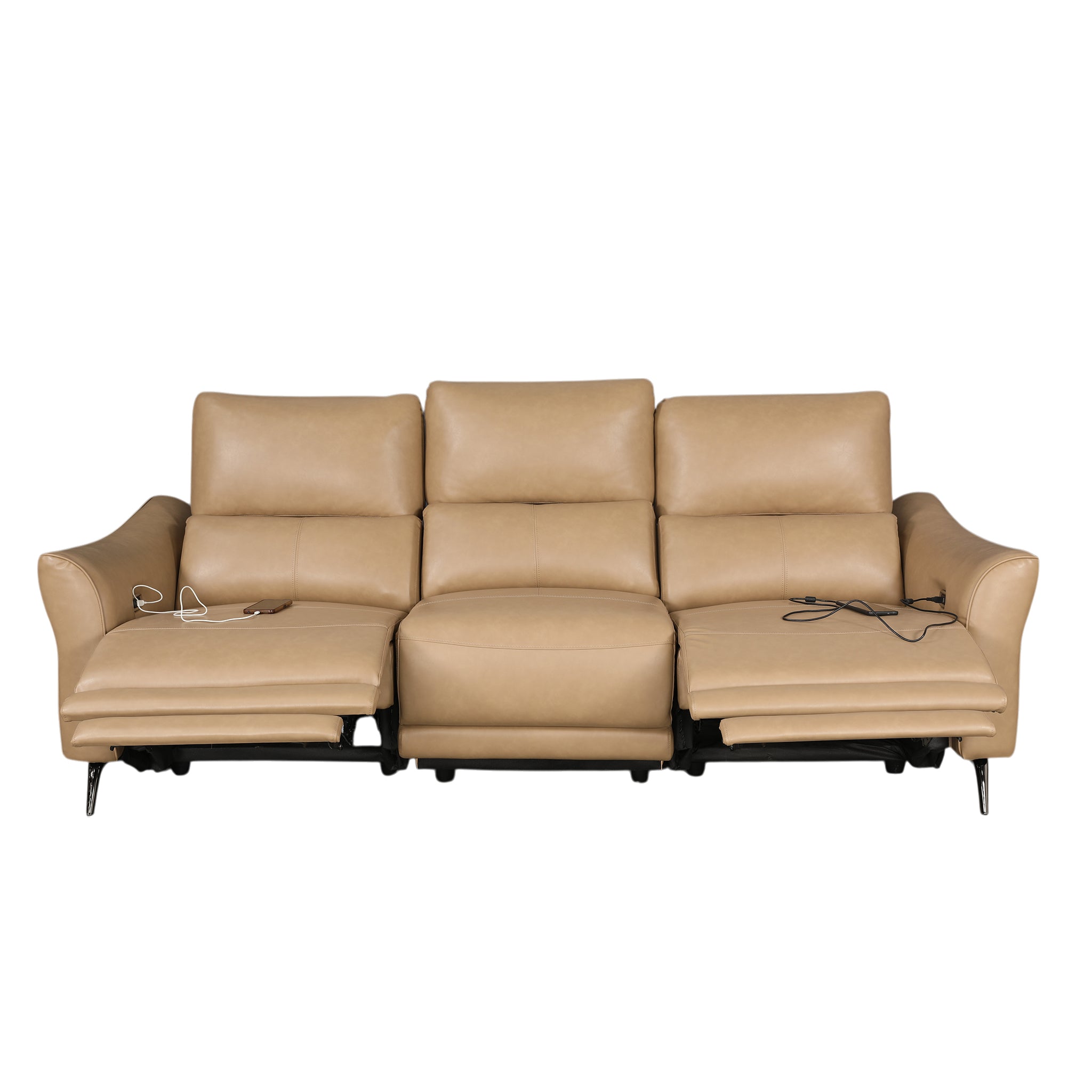 Renzo Leatherette 3 Seater Electric Recliner Camel