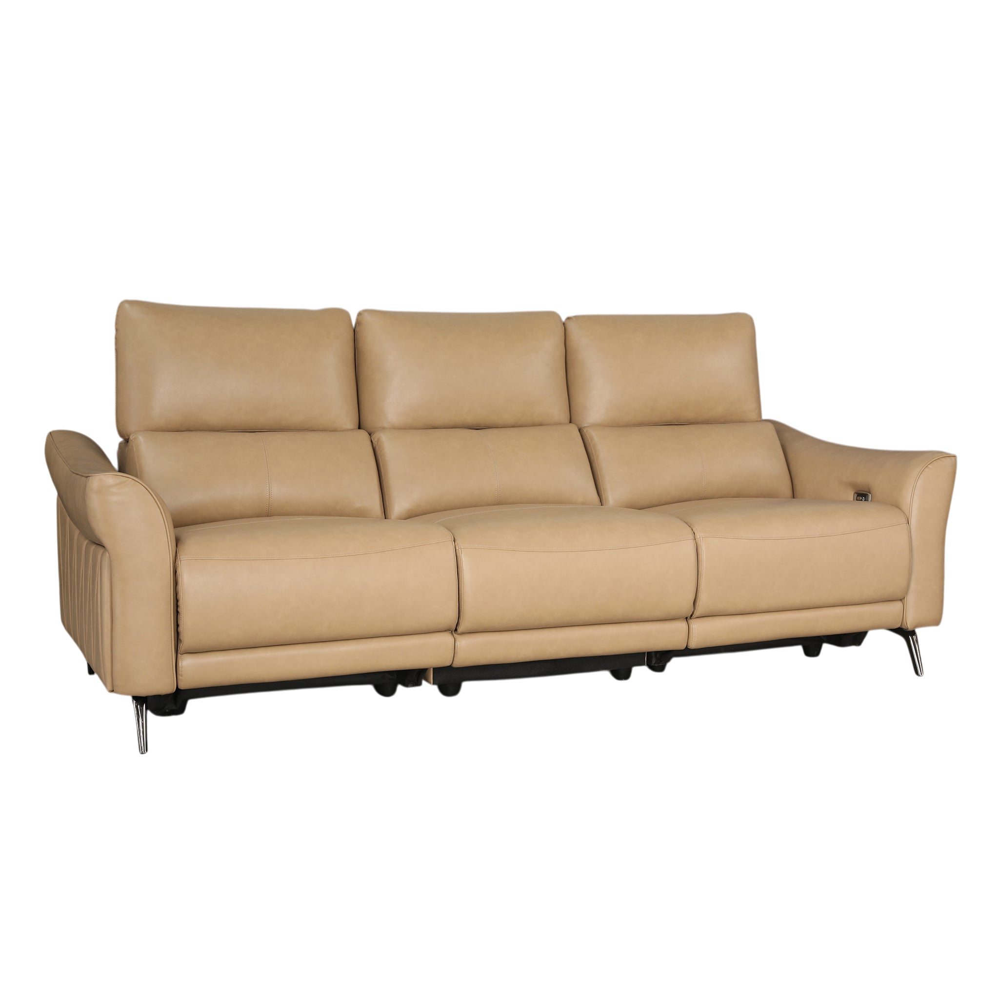 Renzo Leatherette 3 Seater Electric Recliner Camel