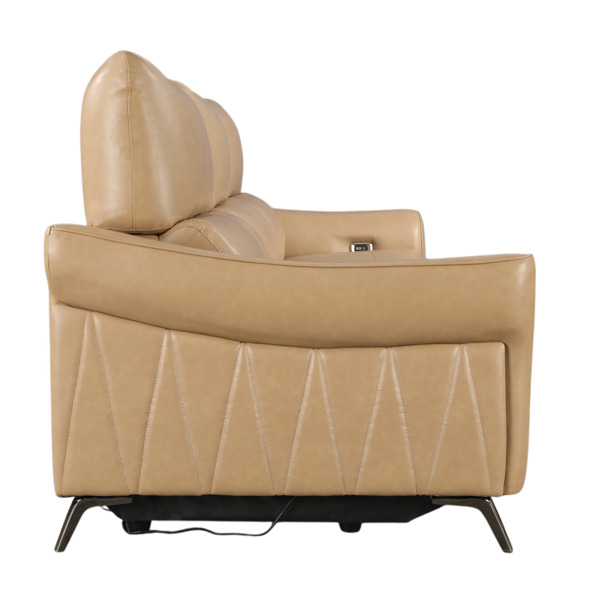 Renzo Leatherette 3 Seater Electric Recliner Camel