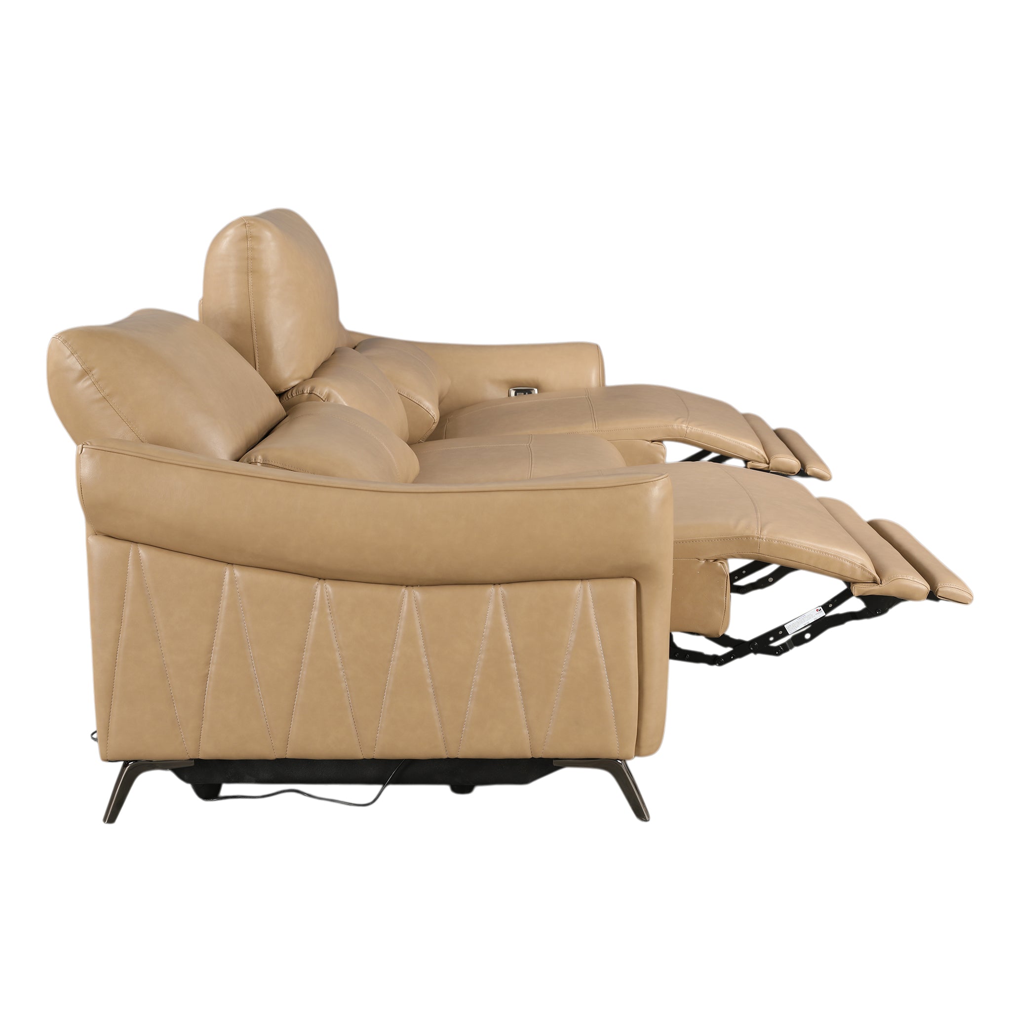 Renzo Leatherette 3 Seater Electric Recliner Camel