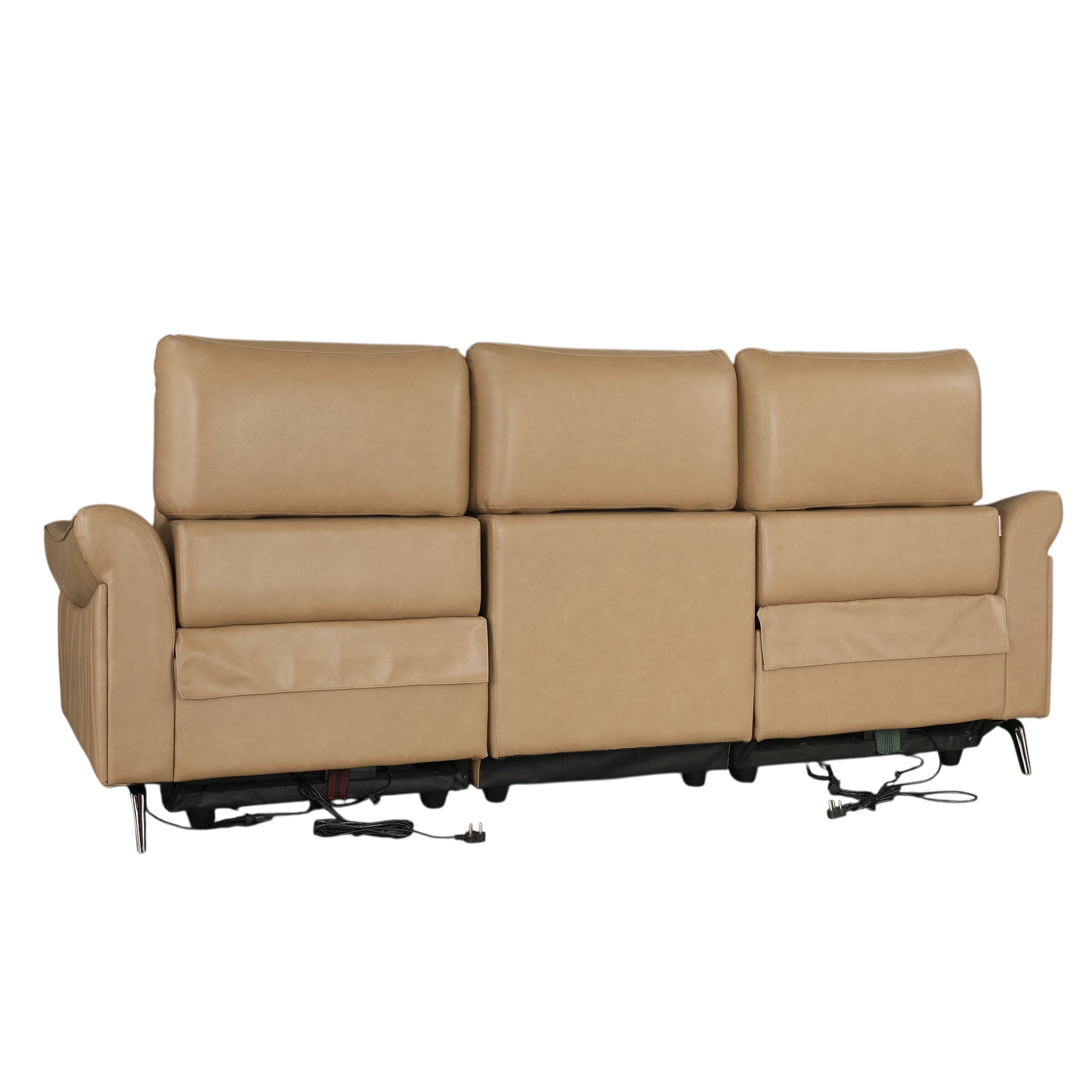 Renzo Leatherette 3 Seater Electric Recliner Camel