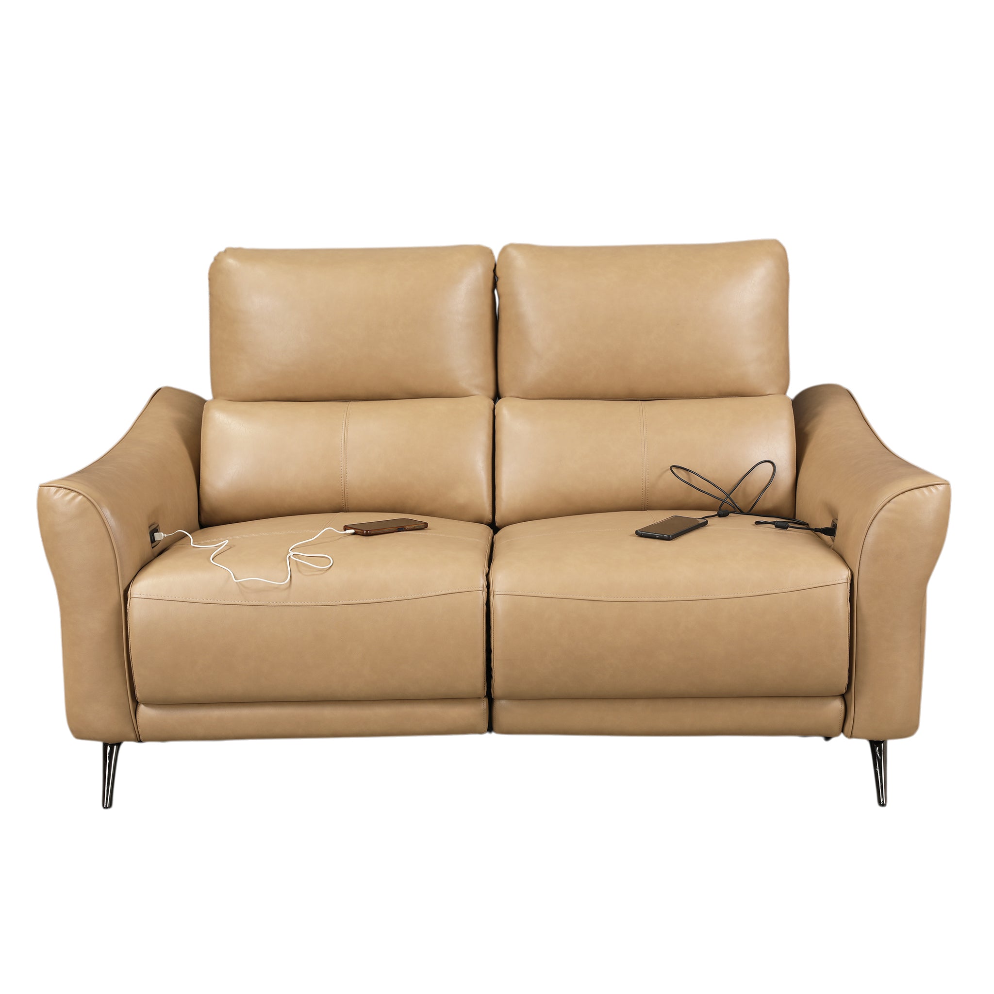 Renzo Leatherette 2 Seater Electric Recliner Camel