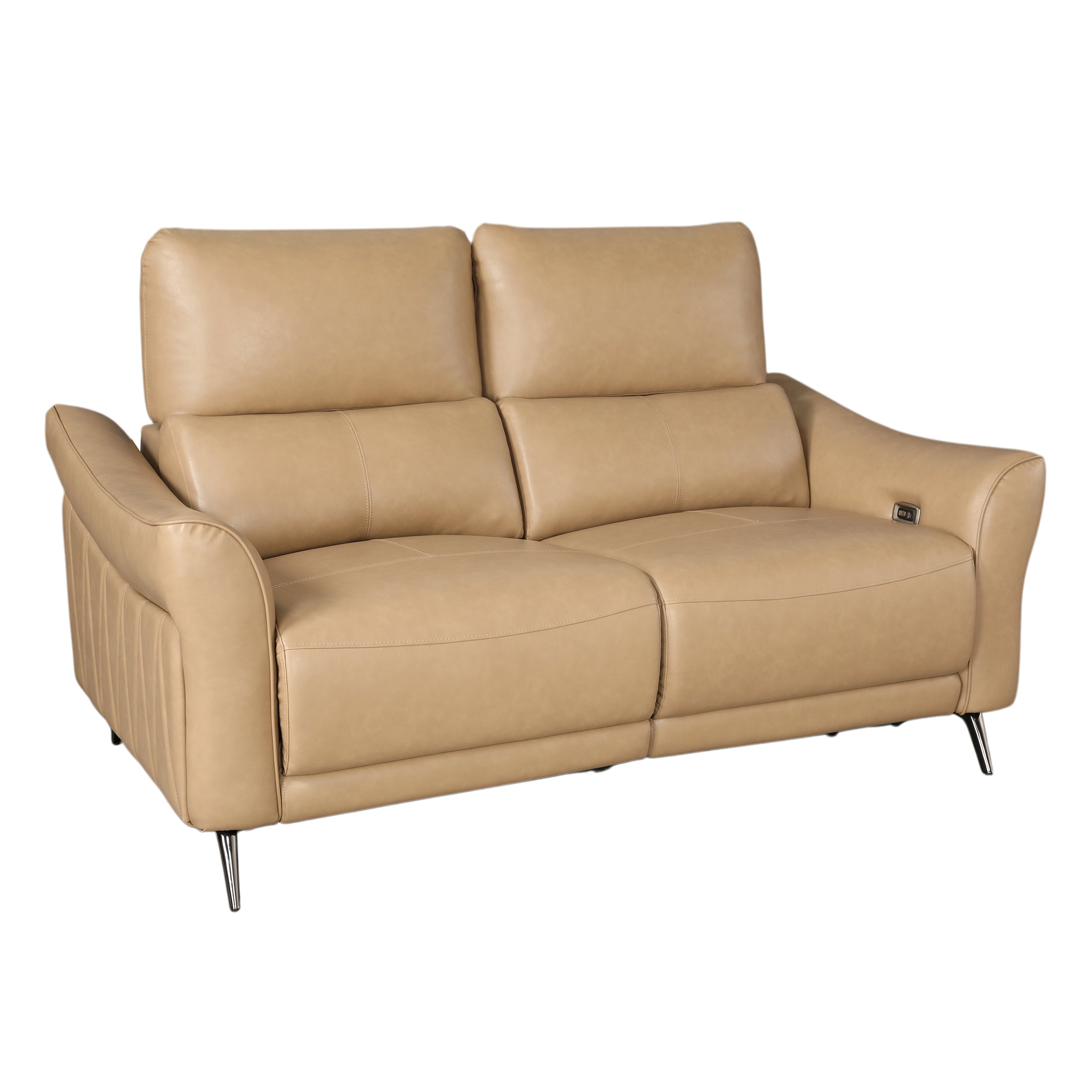 Renzo Leatherette 2 Seater Electric Recliner Camel