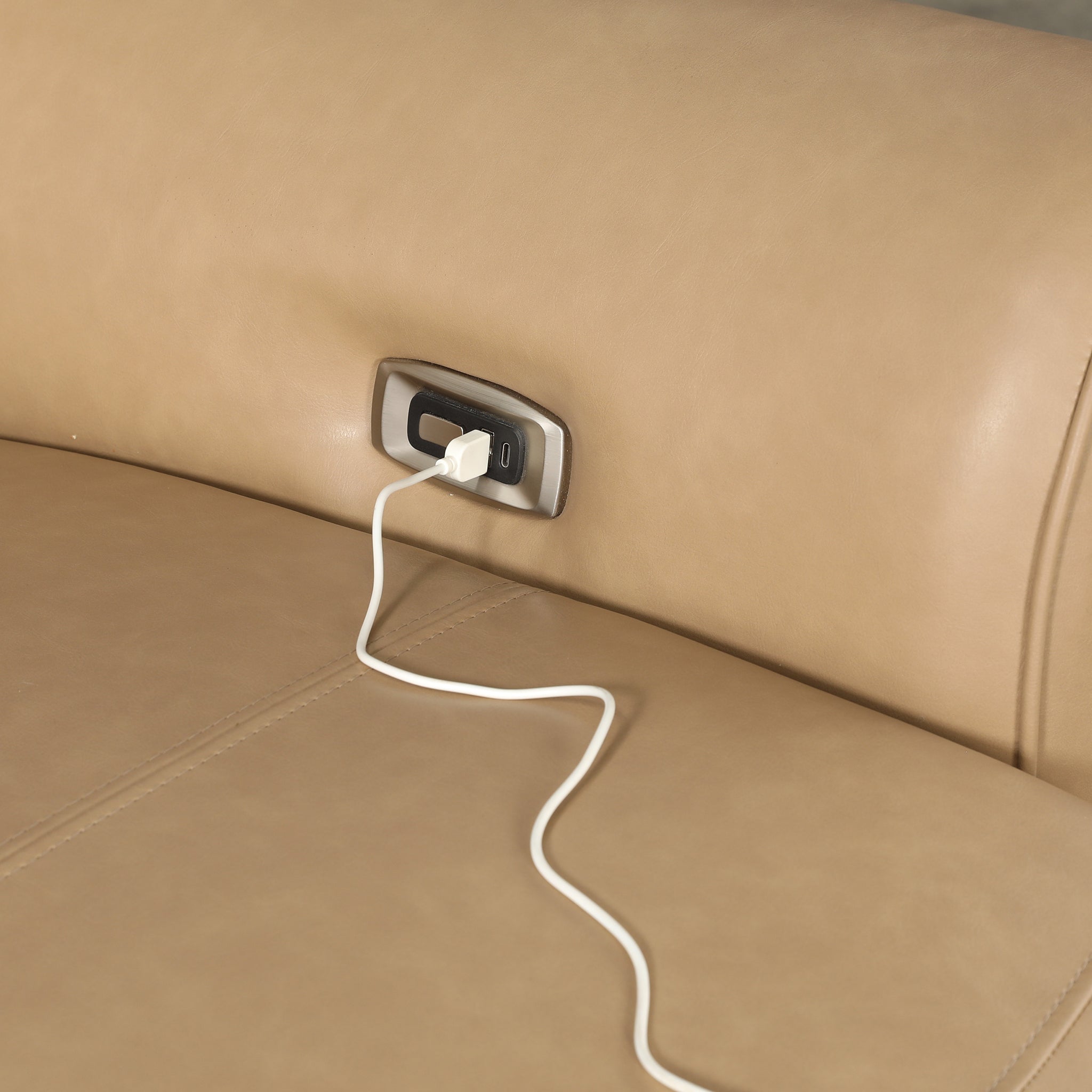 Renzo Leatherette 2 Seater Electric Recliner Camel