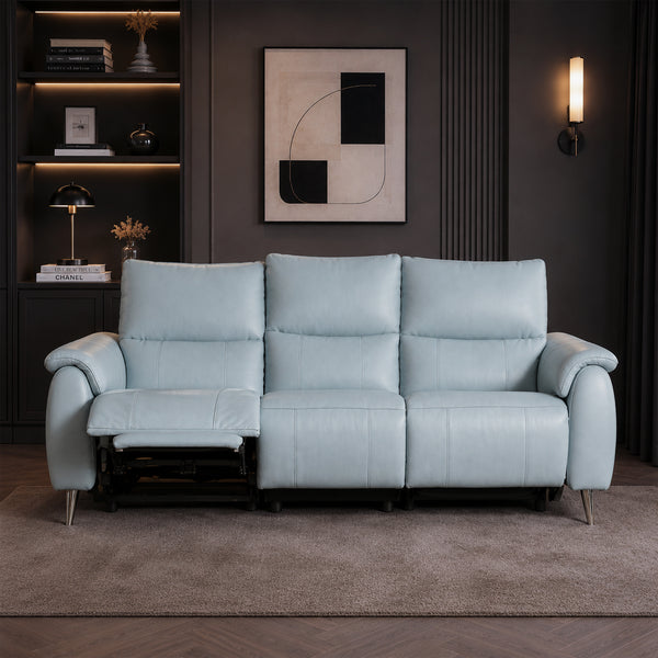 Levanto Half Leather Zero Wall Electric Recliner | 3 Seater | Slate Grey