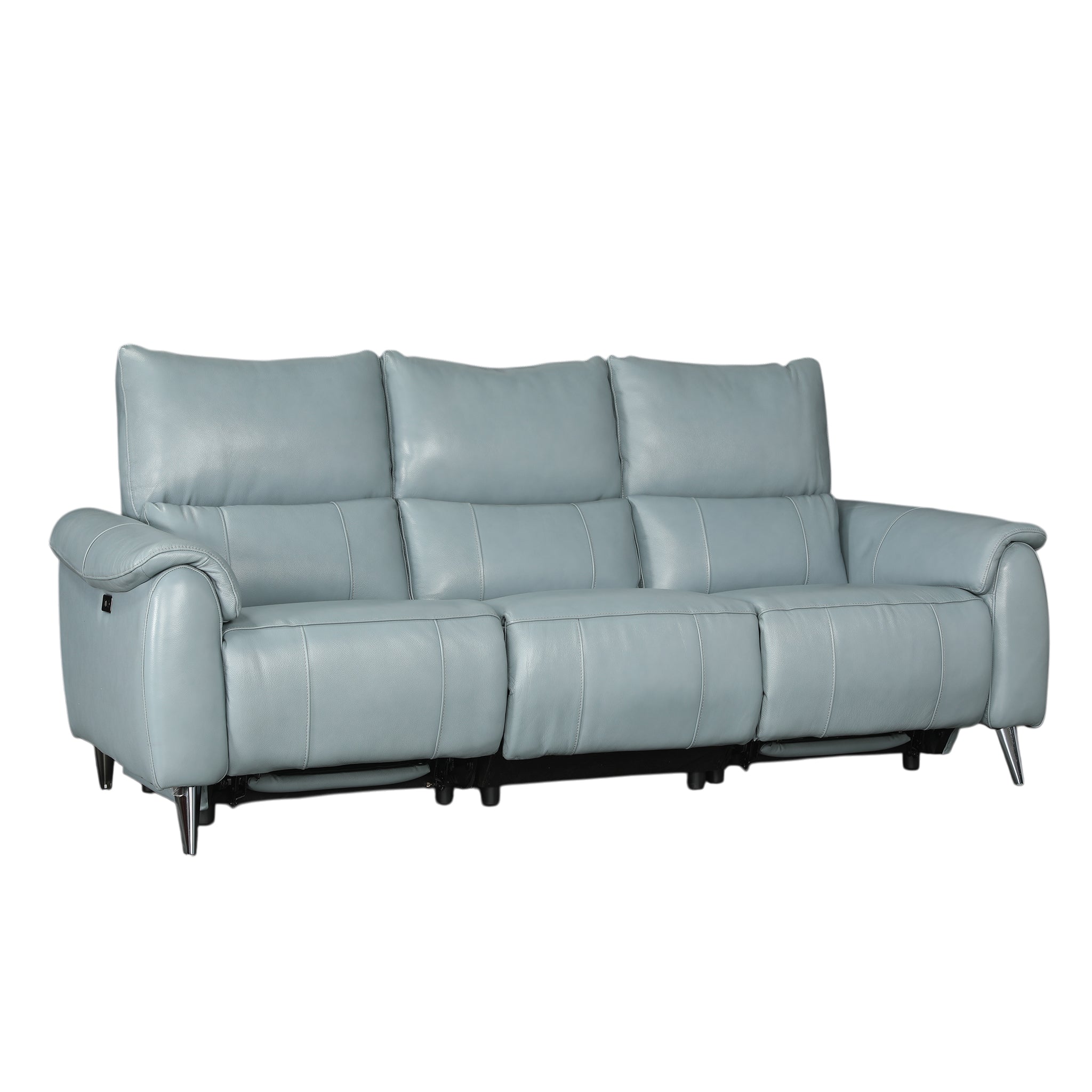 Levanto Half Leather Zero Wall Electric Recliner | 3 Seater | Slate Grey