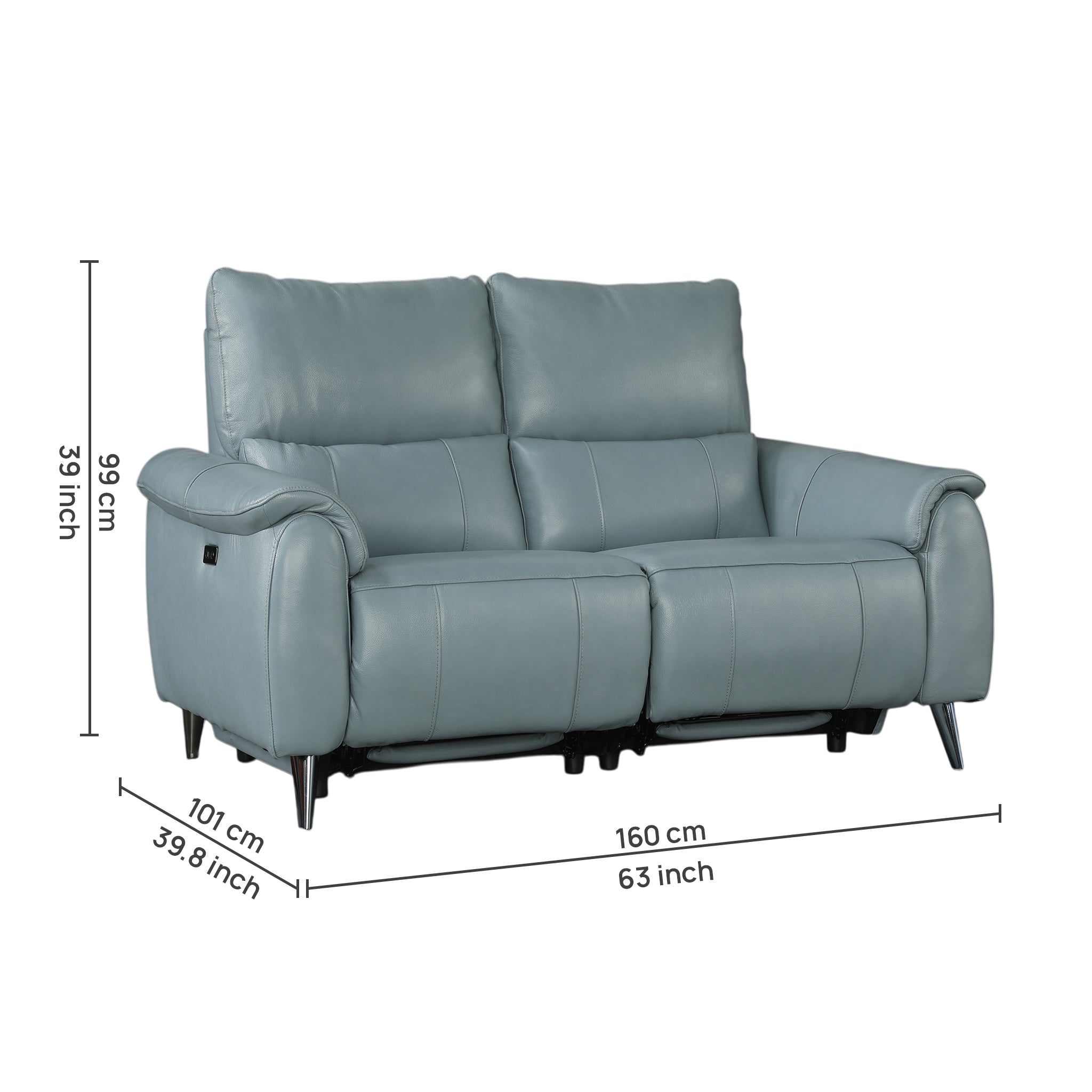 Levanto Half Leather Zero Wall Electric Recliner Slate Grey
