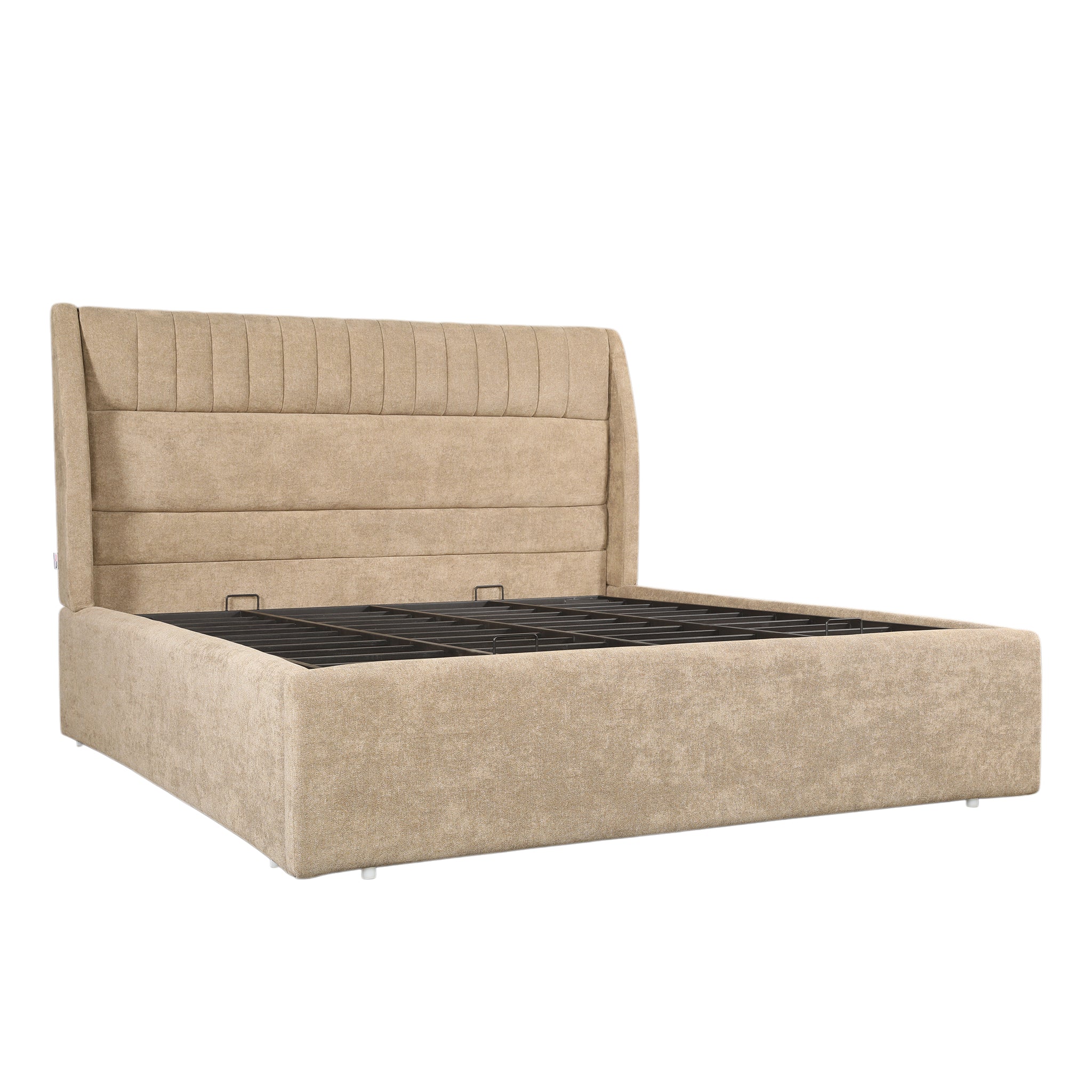 Celesto Upholstered Hydraulic Bed | King | Light Brown