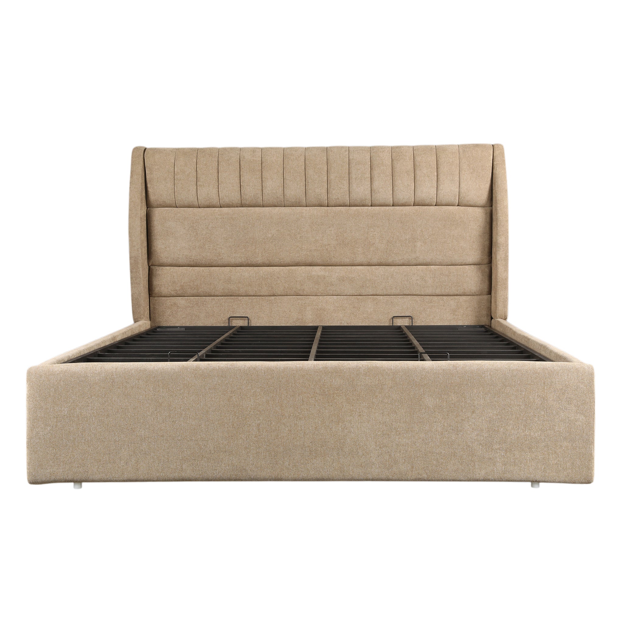 Celesto Upholstered Hydraulic Bed | King | Light Brown