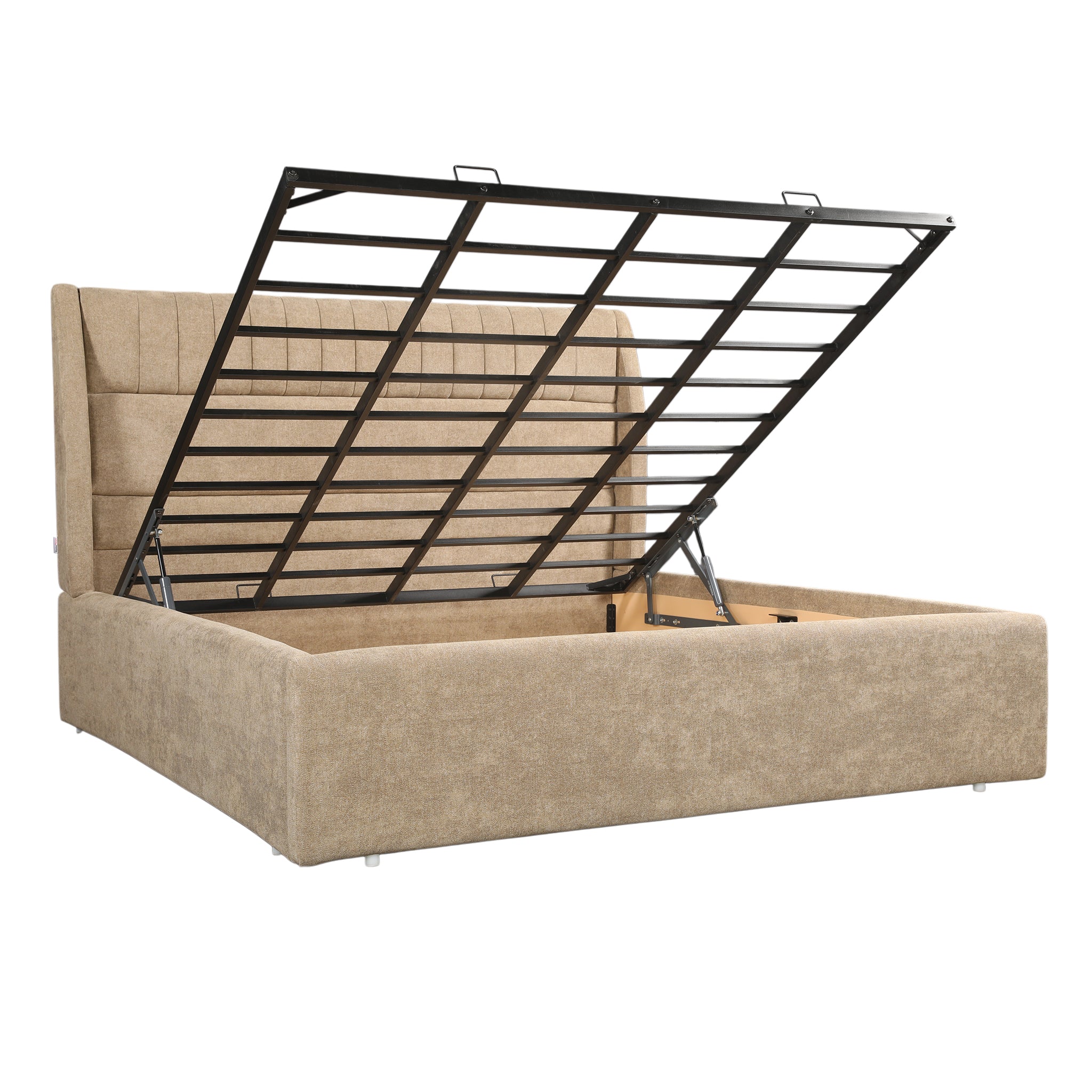 Celesto Upholstered Hydraulic Bed | King | Light Brown