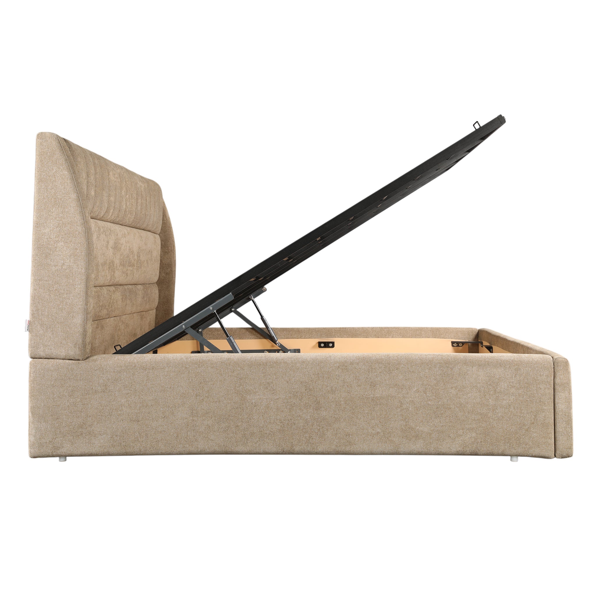 Celesto Upholstered Hydraulic Bed | King | Light Brown