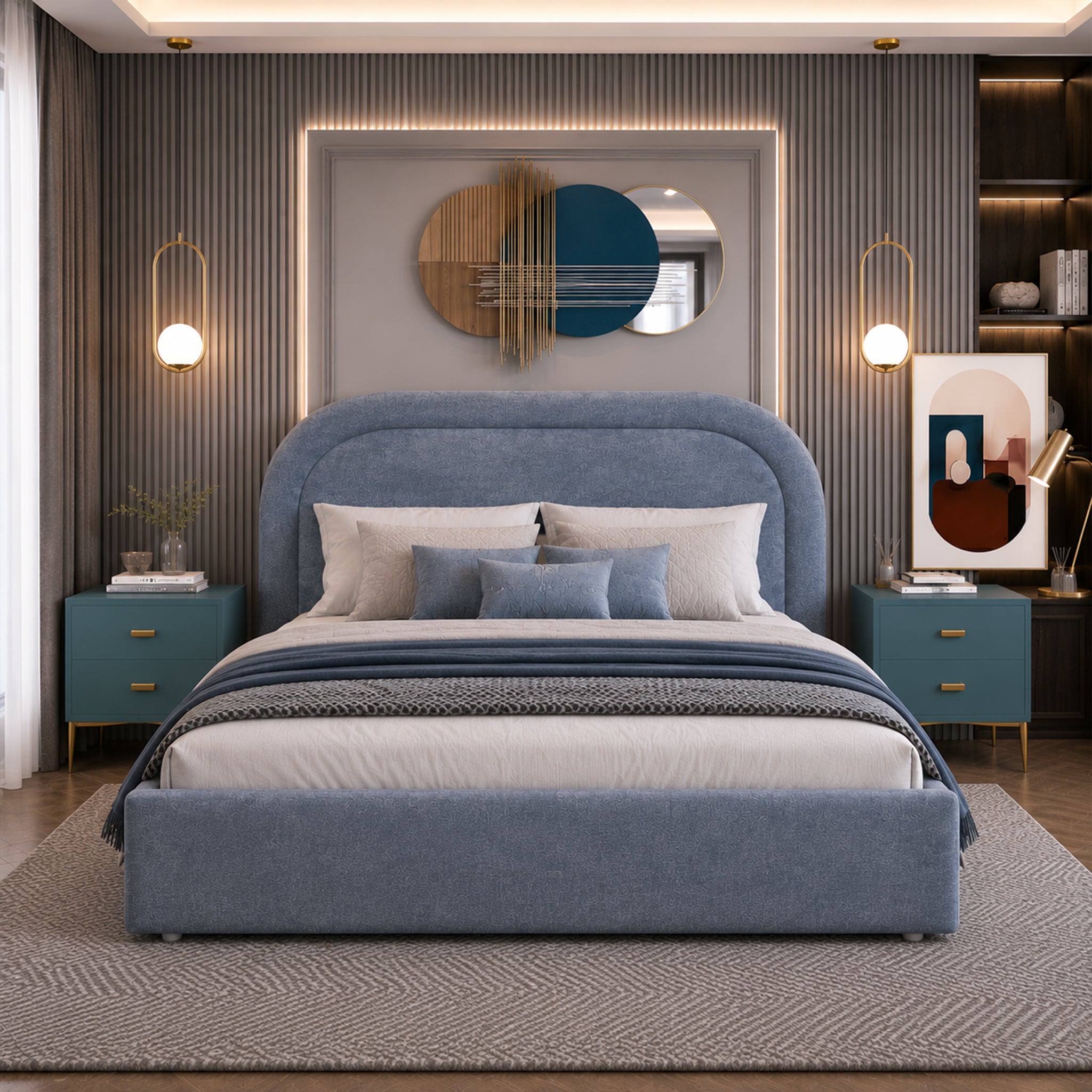 LUNARO UPHLSTR KING BED W/HYD STORAGE