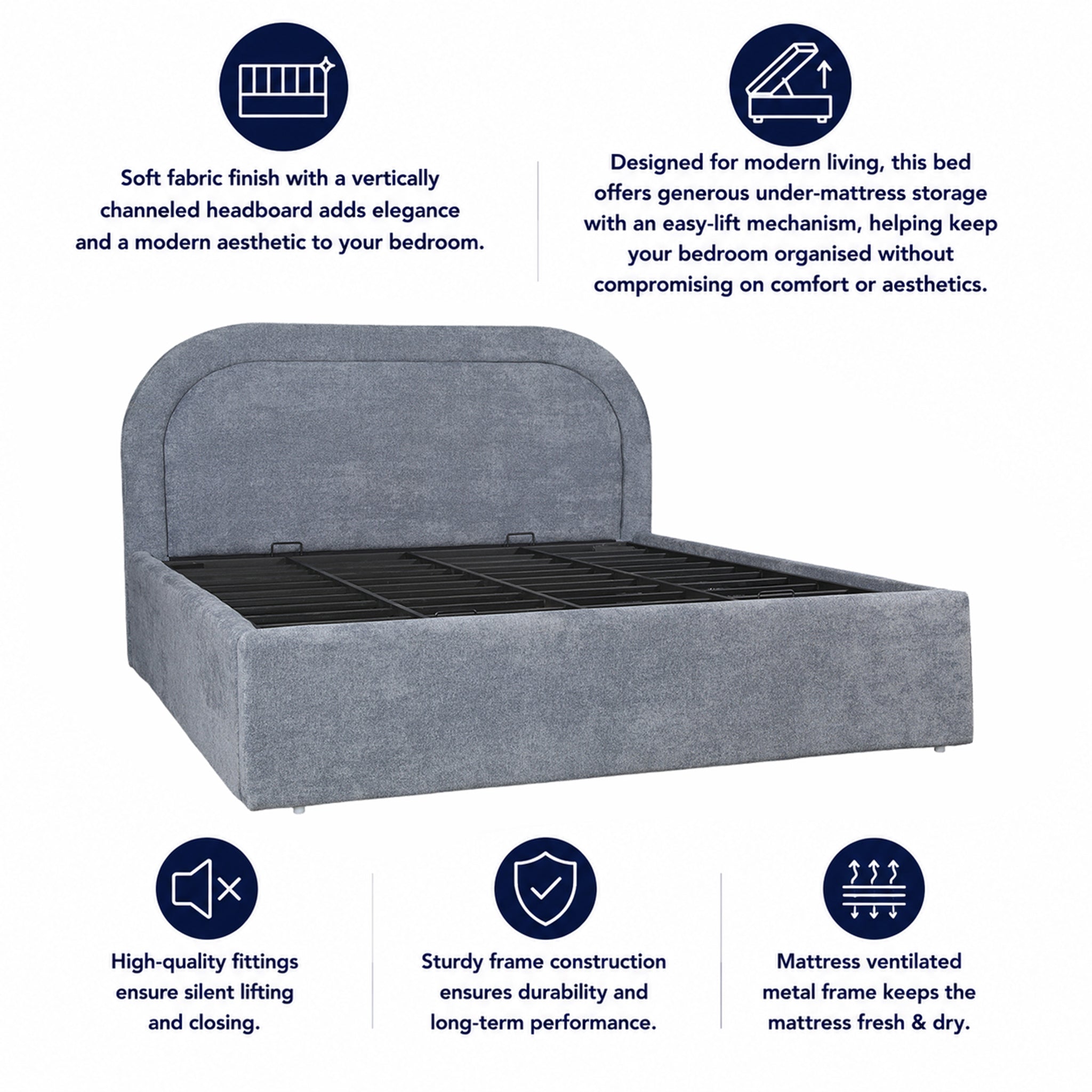 LUNARO UPHLSTR KING BED W/HYD STORAGE