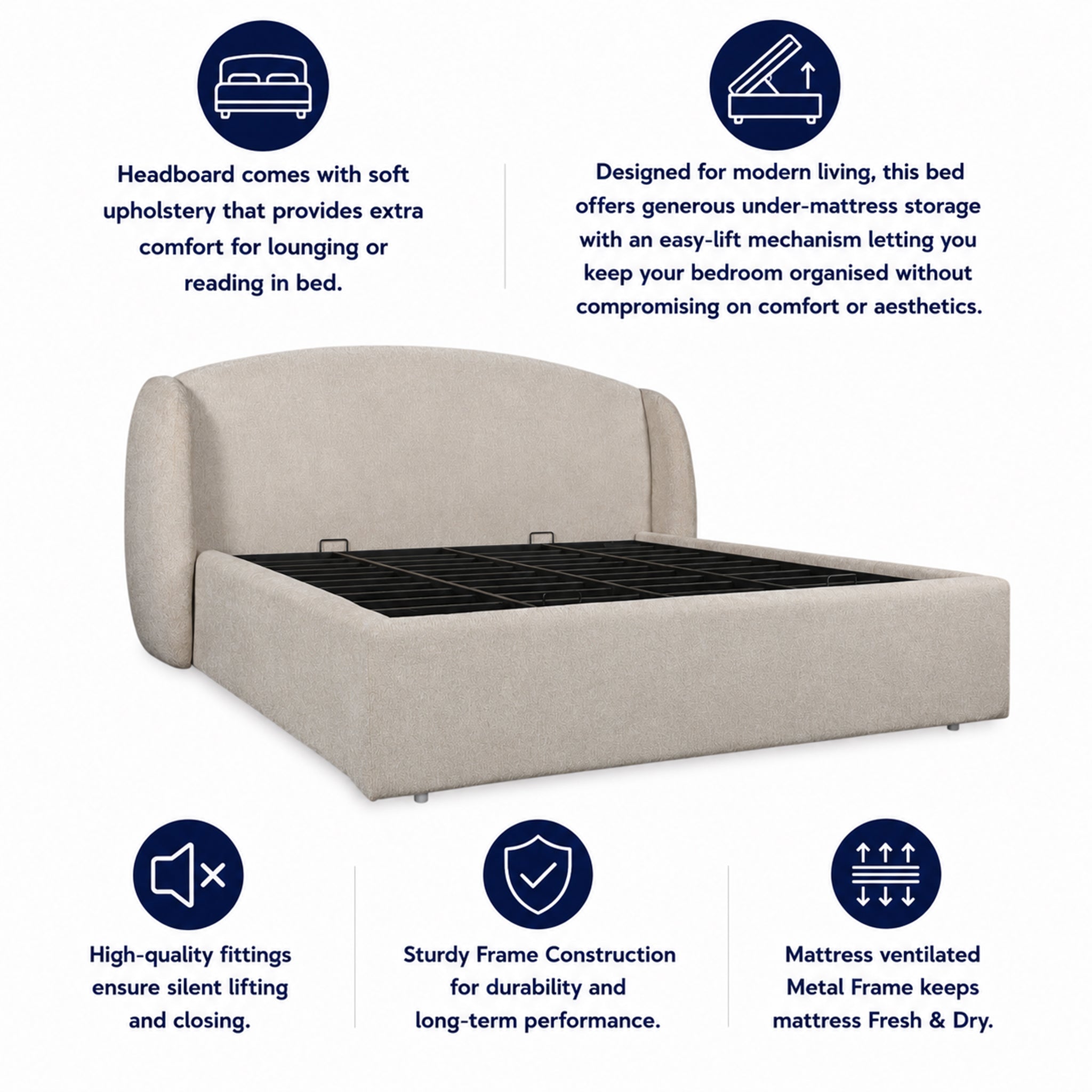 Cloudrest Upholstered Hydraulic Bed | Queen | Beige