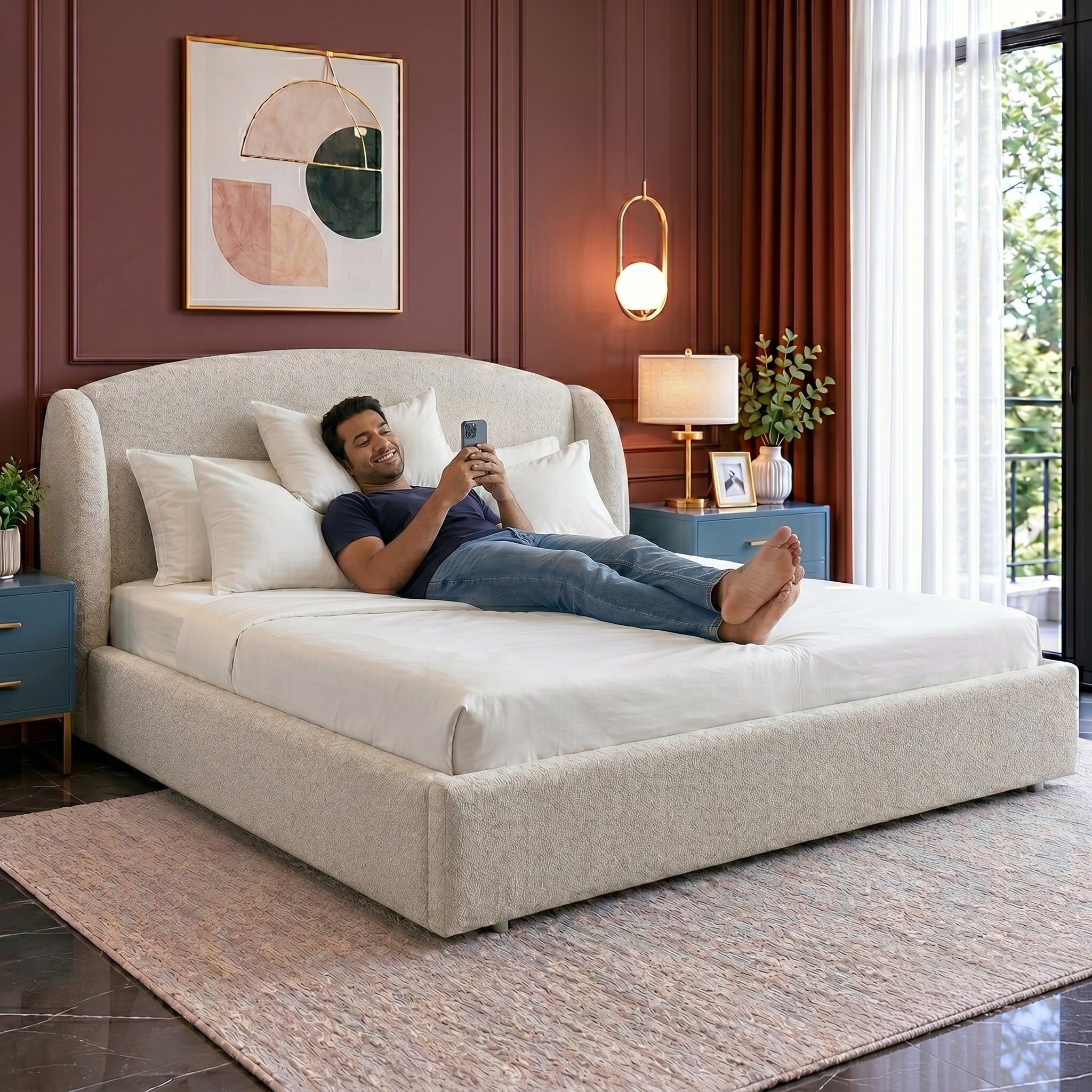 Cloudrest Upholstered Hydraulic Bed | King | Beige