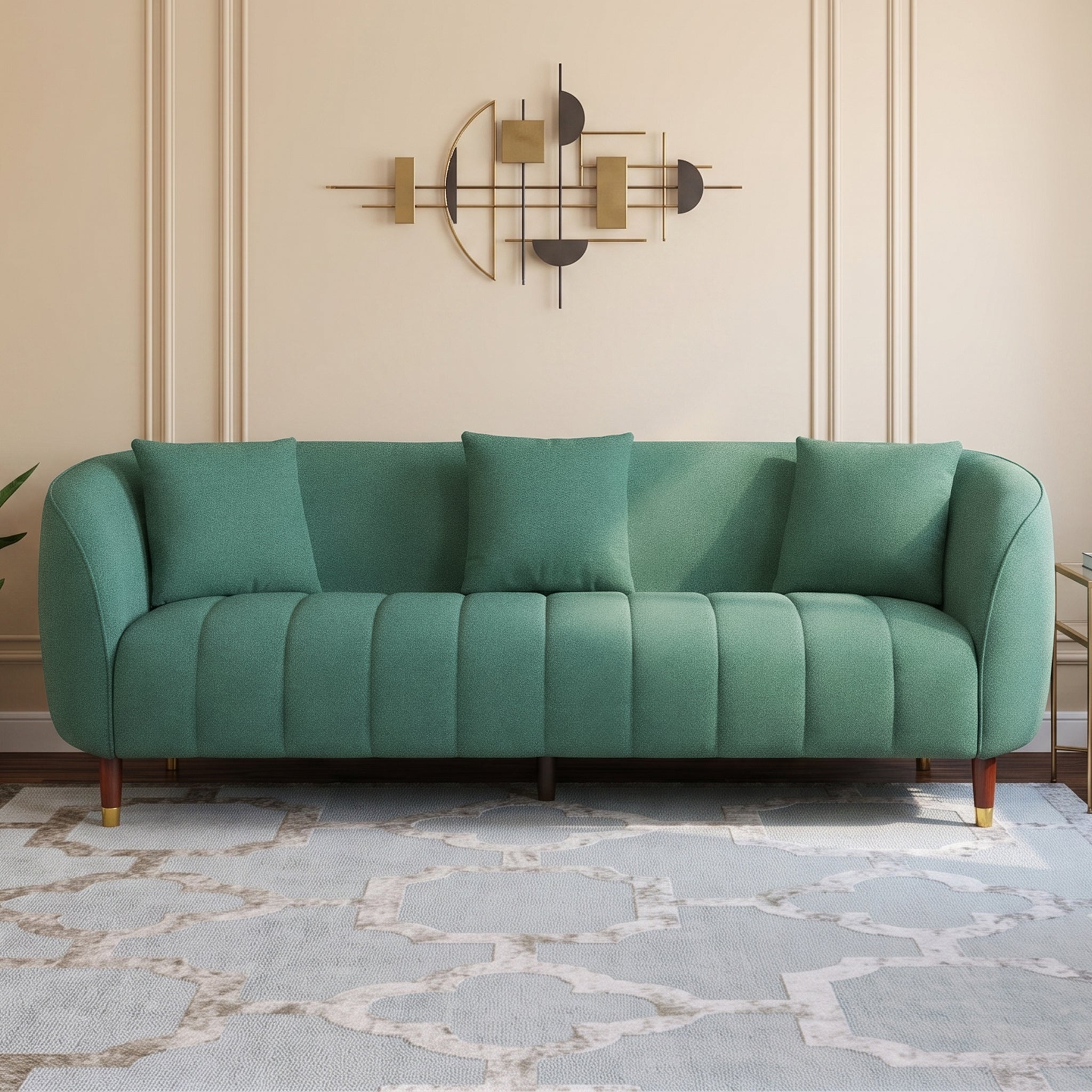 Faro Fabric 3 Seater Sofa Green