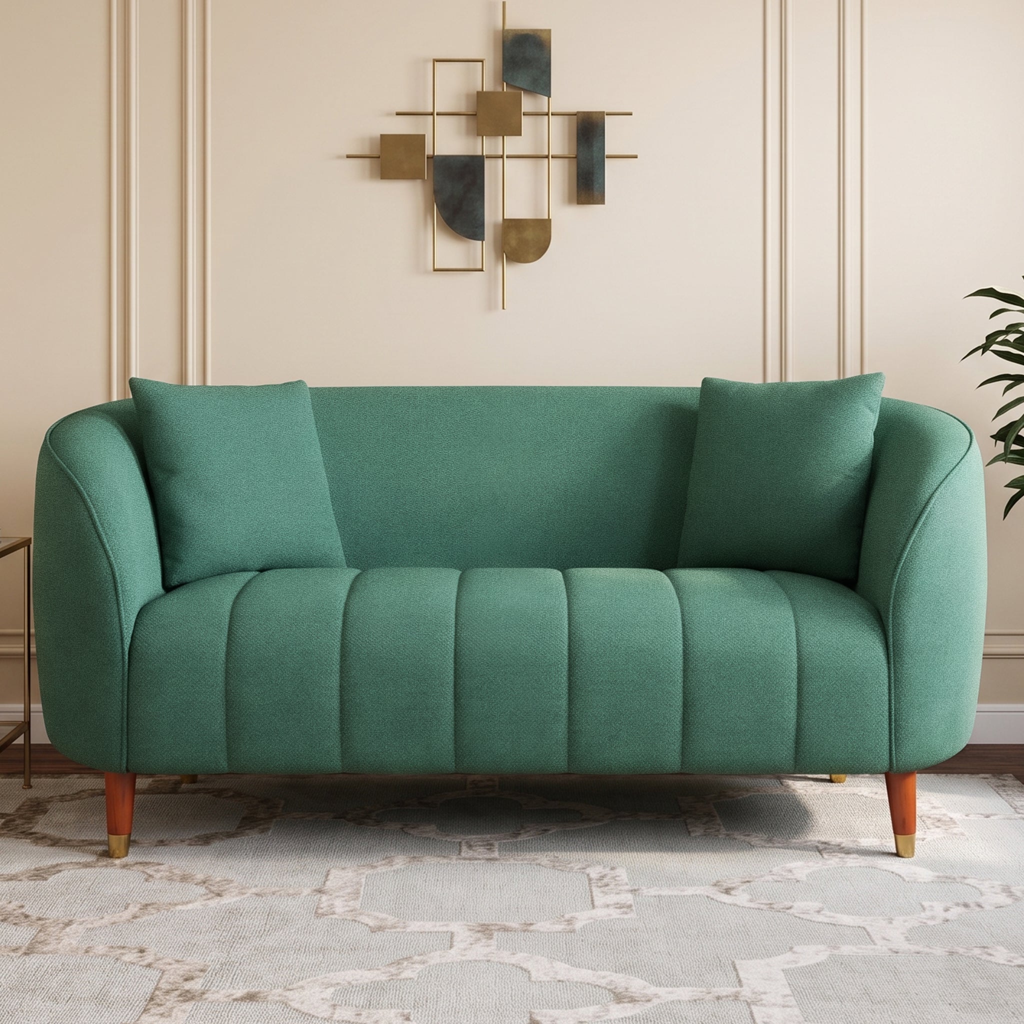Faro Fabric 2 Seater Sofa Green