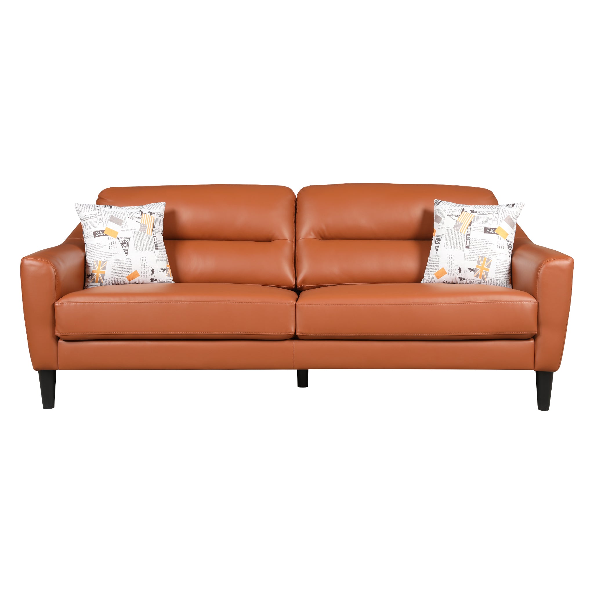 Meda Leatherette 3 Seater Sofa Tan