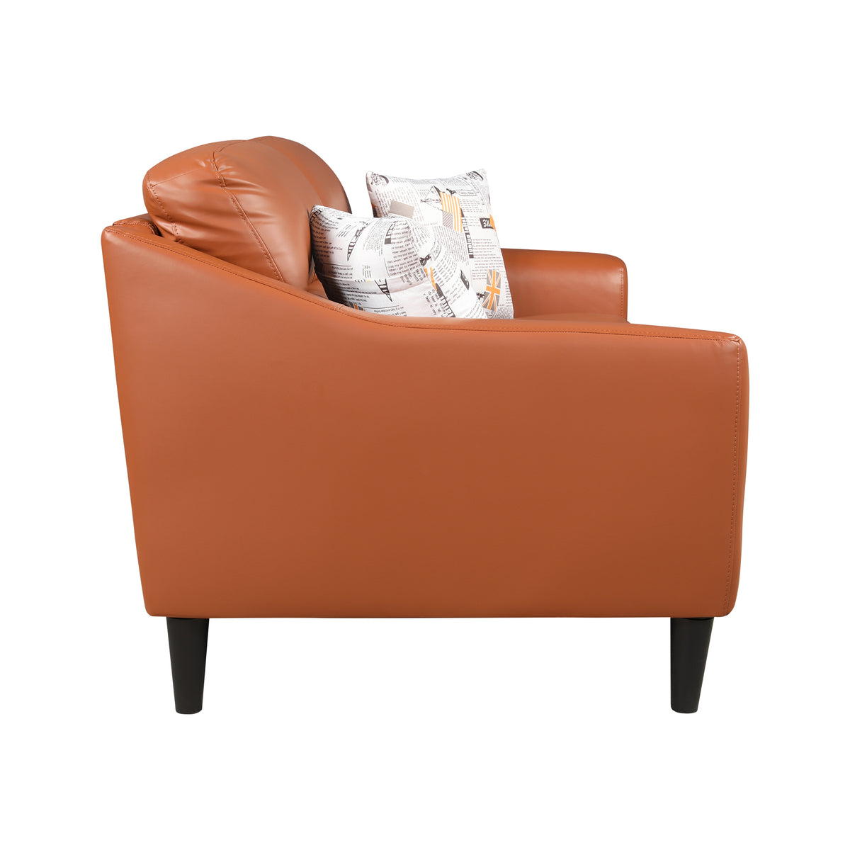 Meda Leatherette 3 Seater Sofa Tan