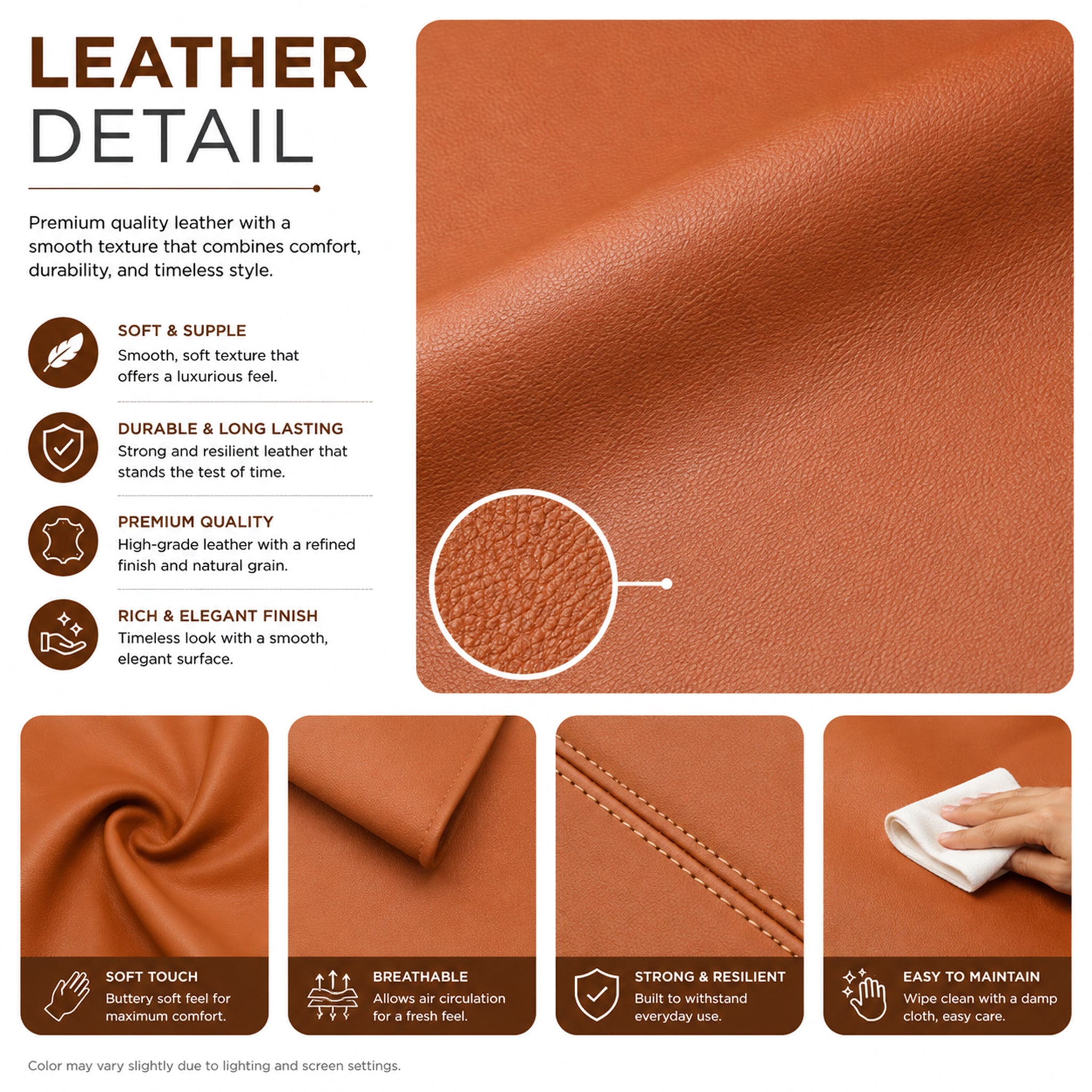 Meda Leatherette 2 Seater Sofa Tan