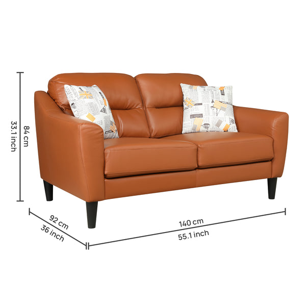 Meda Leatherette 2 Seater Sofa Tan dimensions