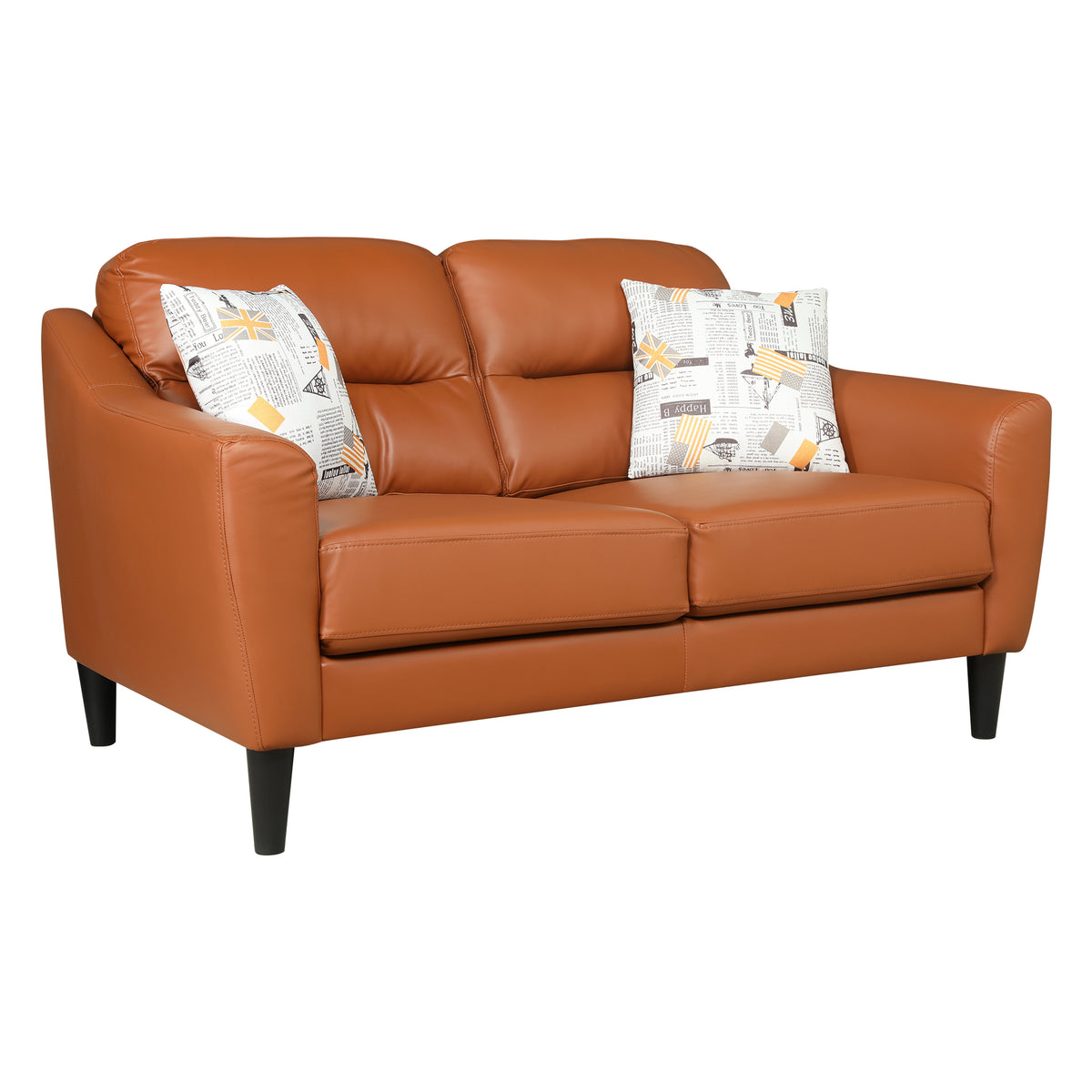 Meda Leatherette 2 Seater Sofa Tan