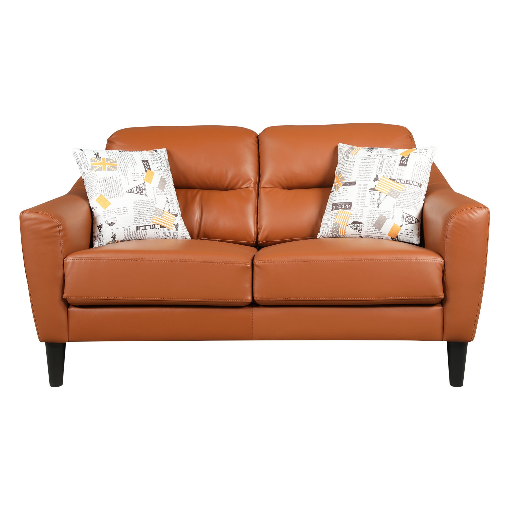 Meda Leatherette 2 Seater Sofa Tan