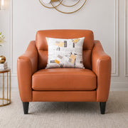 Meda Leatherette 1 Seater Sofa Tan