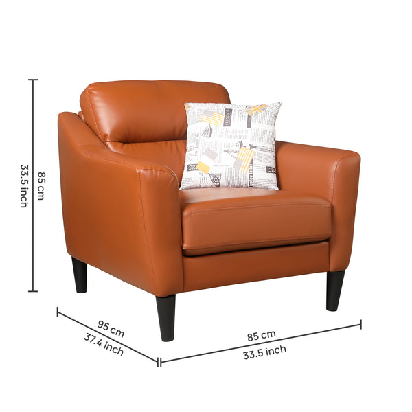 Meda Leatherette 1 Seater Sofa Tan dimensions