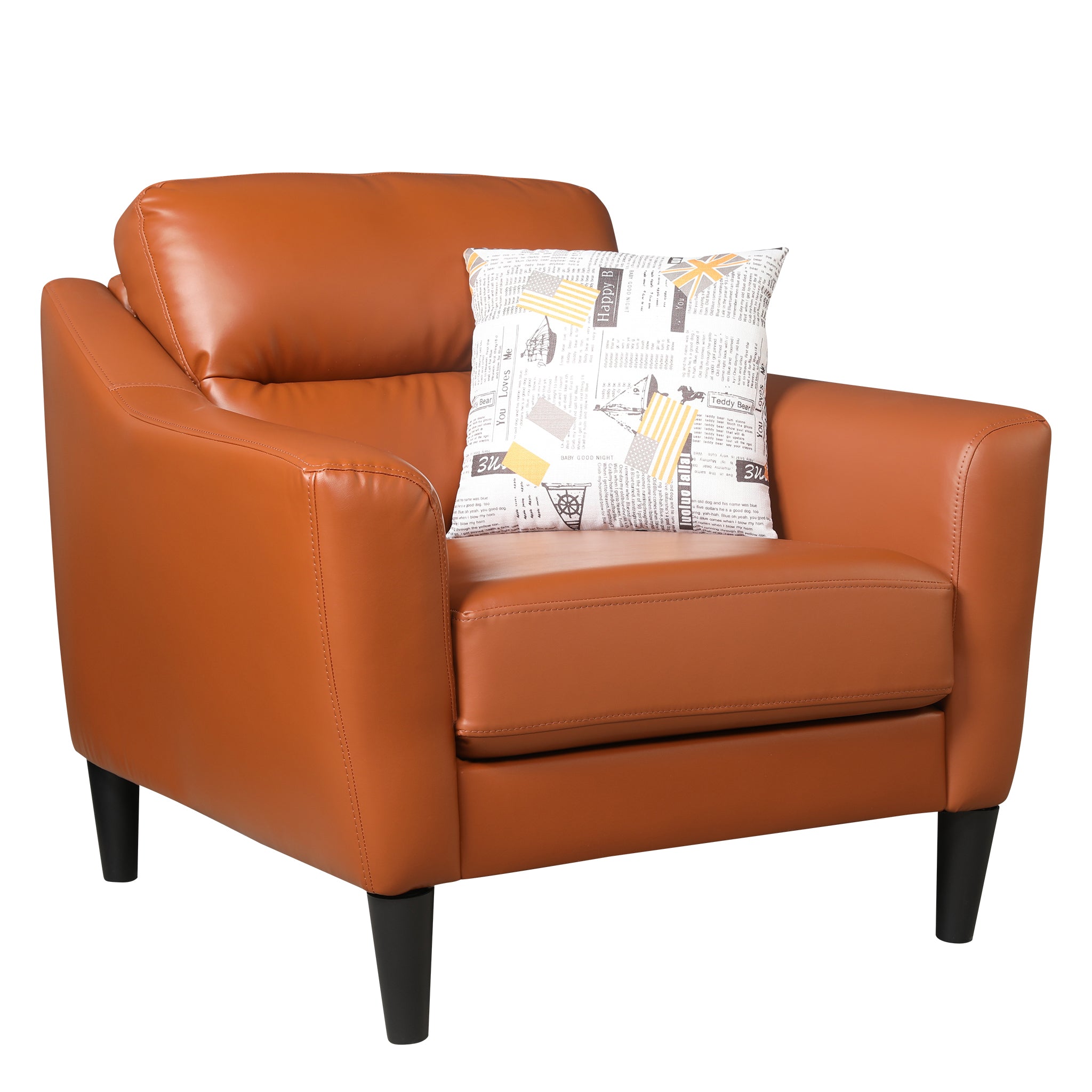 Meda Leatherette 1 Seater Sofa Tan
