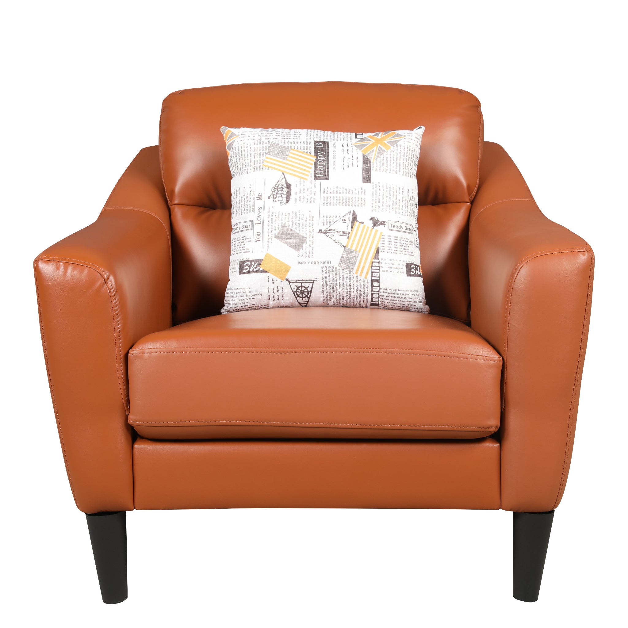 Meda Leatherette 1 Seater Sofa Tan