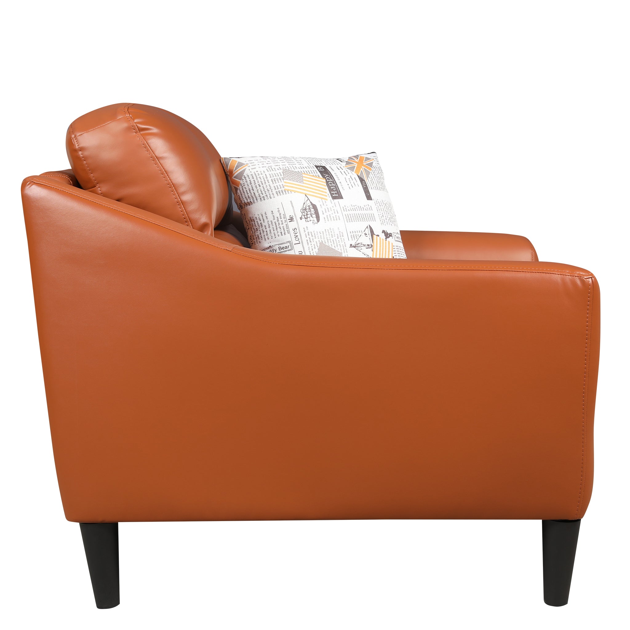 Meda Leatherette 1 Seater Sofa Tan
