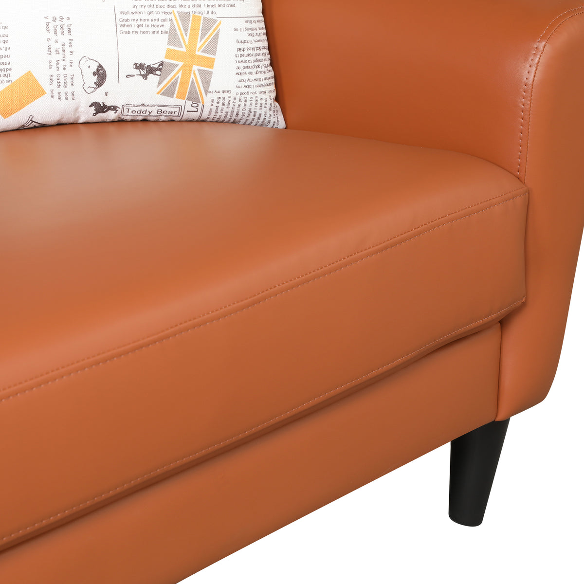Meda Leatherette 1 Seater Sofa Tan