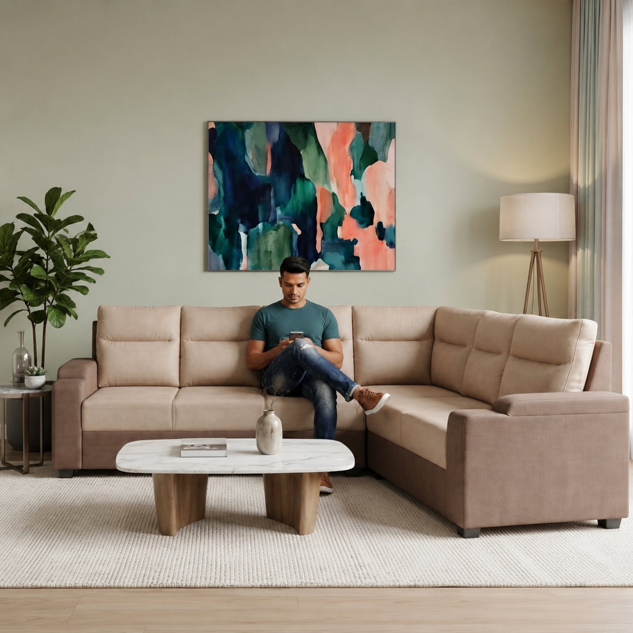 Roma Fabric Corner Sofa Brown