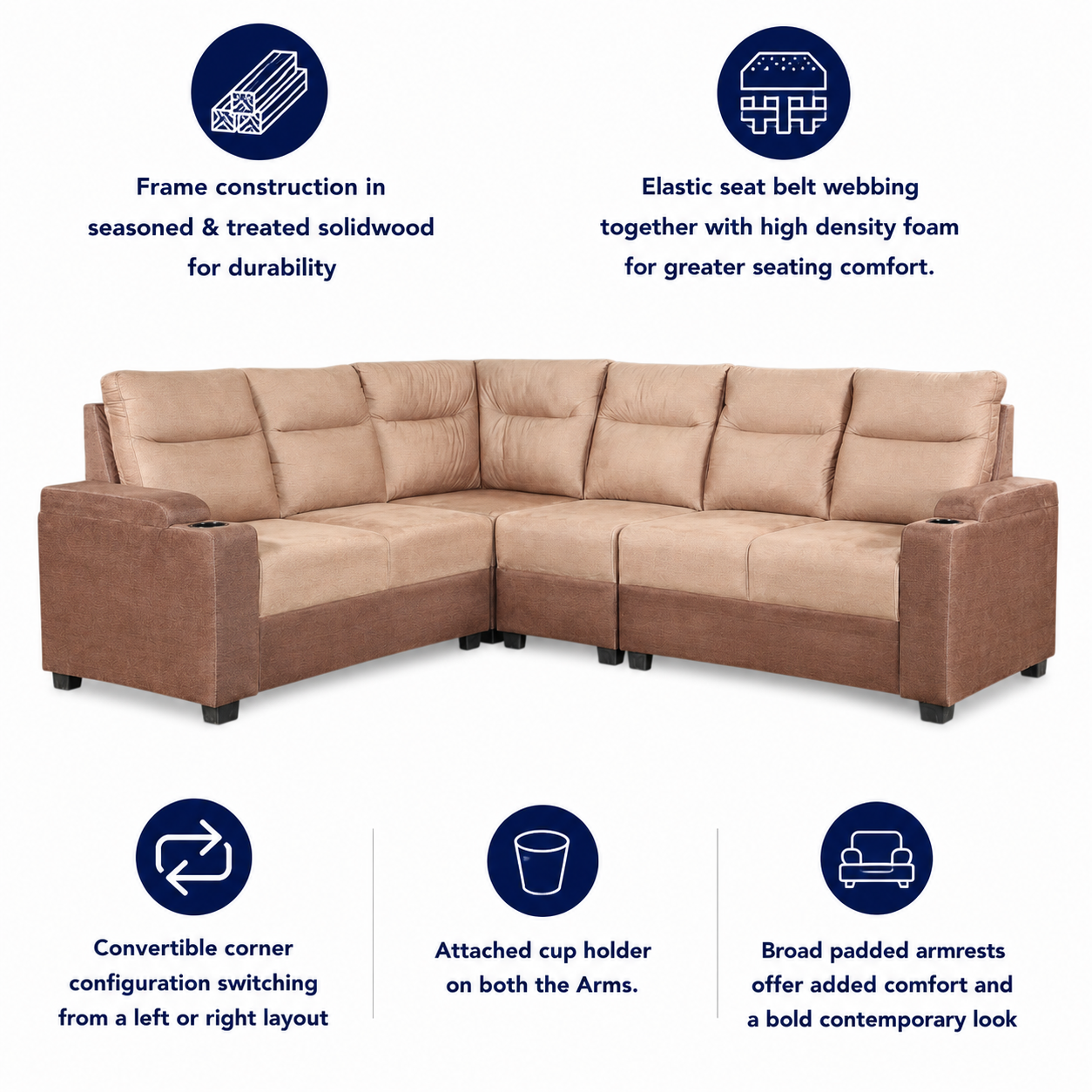 Roma Fabric Corner Sofa Brown
