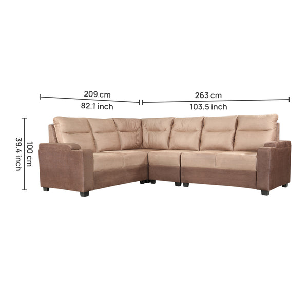 Roma Fabric Corner Sofa Brown dimensions