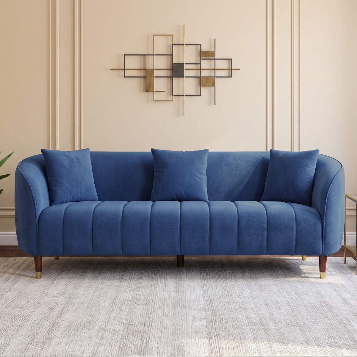 Faro Fabric 3 Seater Sofa Blue