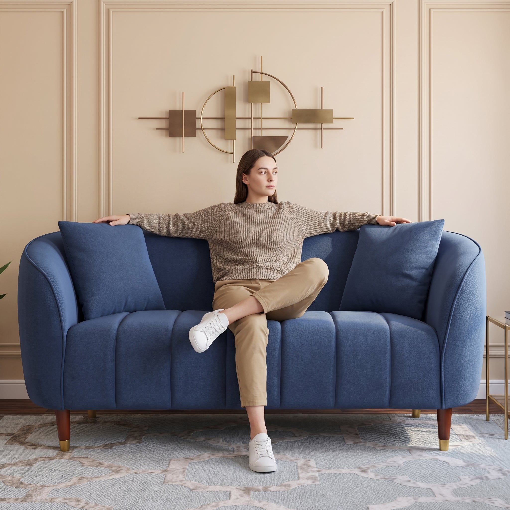 Faro Fabric 2 Seater Sofa Blue