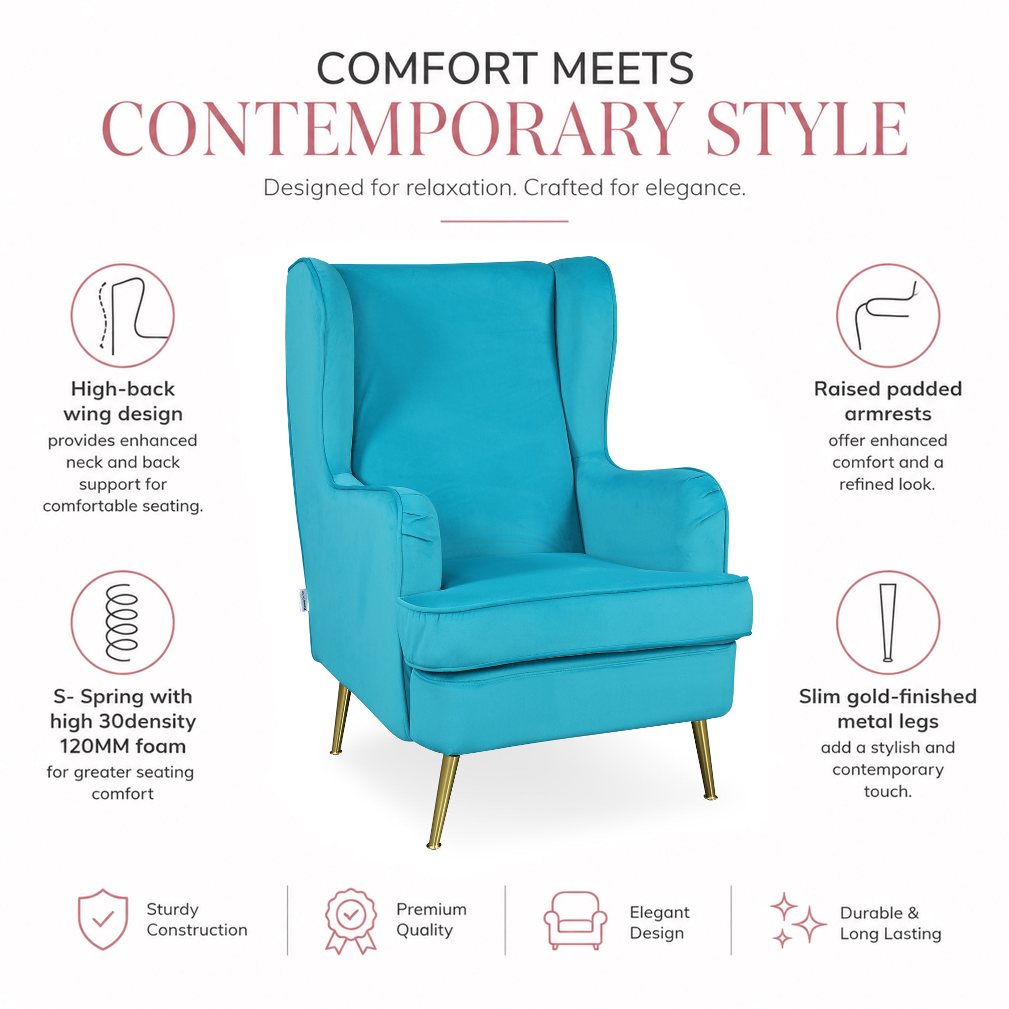 Charm Velvet Accent Chair in Sea Green