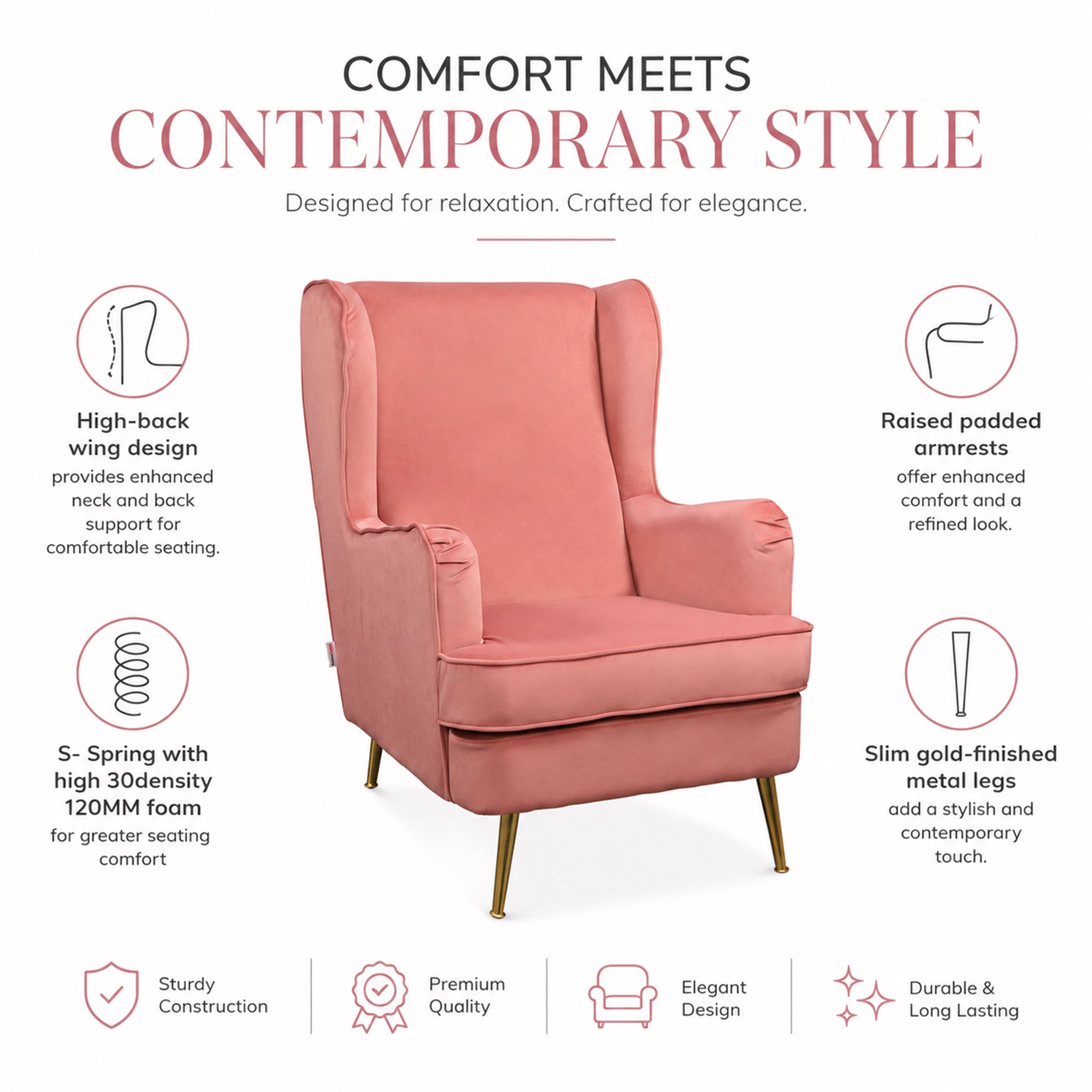 Jane Velvet Accent Chair in Blush Pink