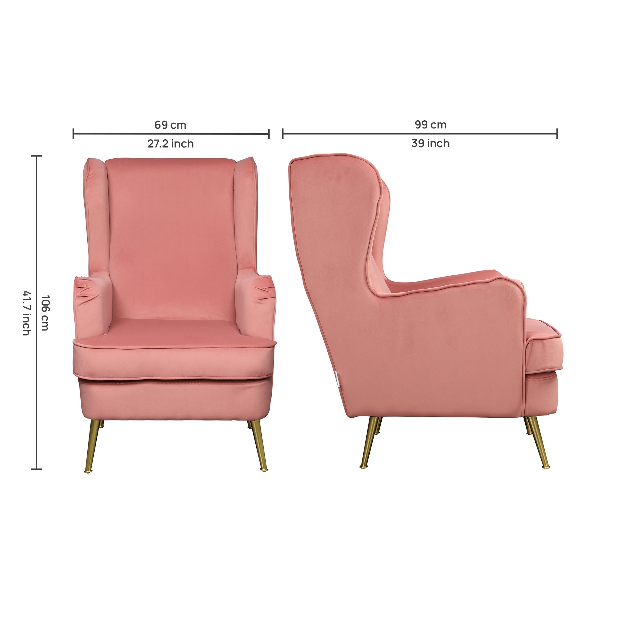 Jane Velvet Accent Chair in Blush Pink