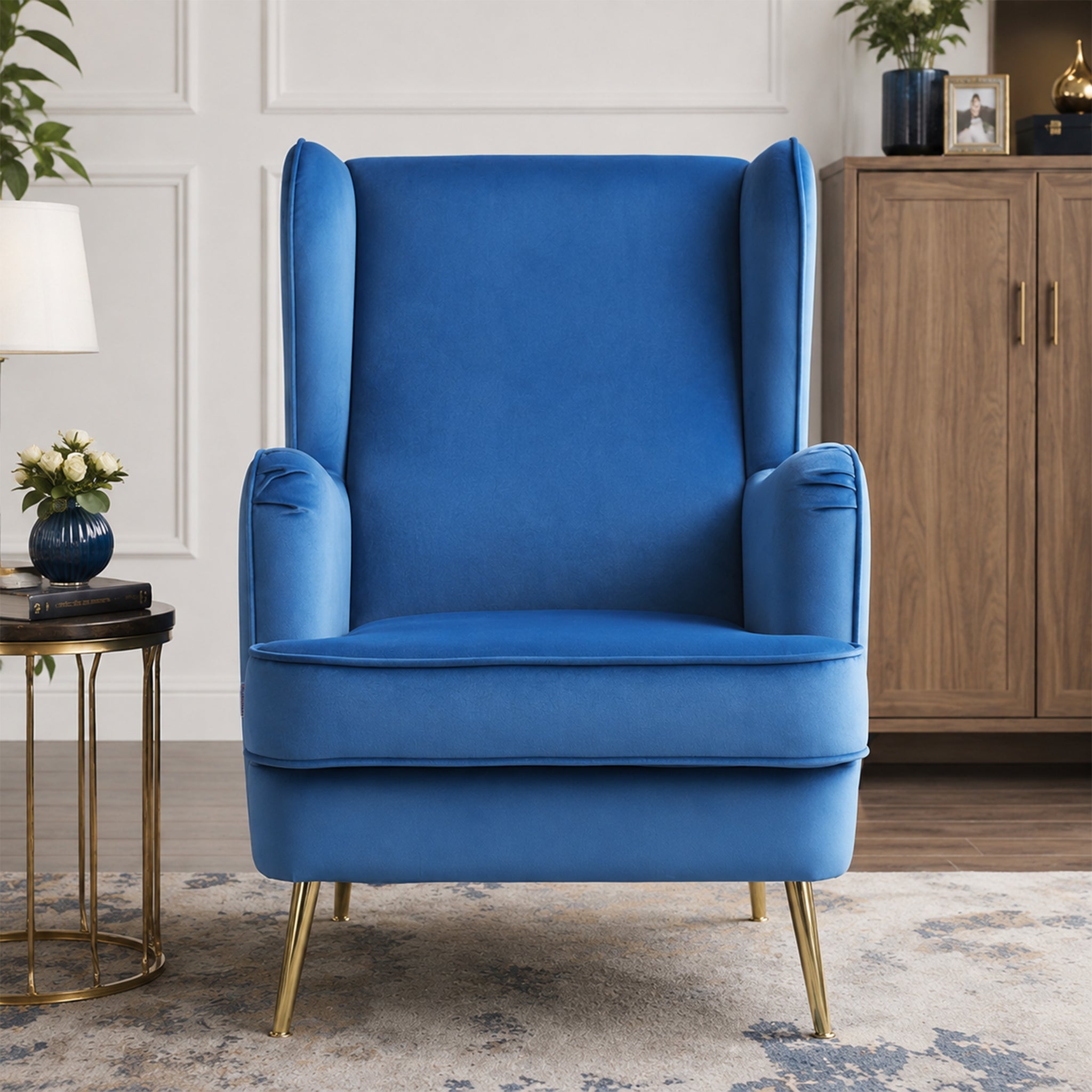 Charm Velvet Accent Chair in Royal Blue