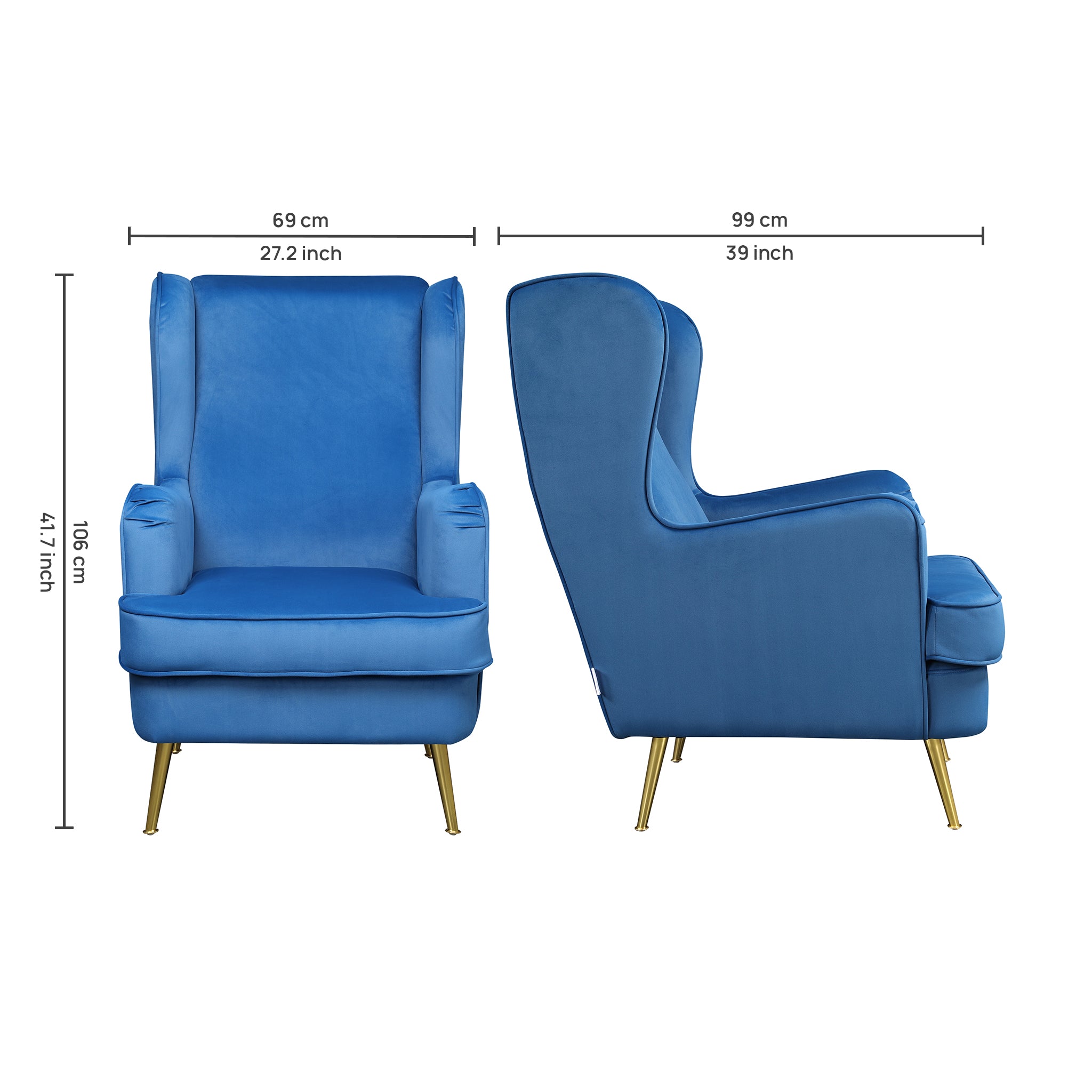 Charm Velvet Accent Chair in Royal Blue