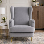 Charm Velvet Accent Chair in Grey