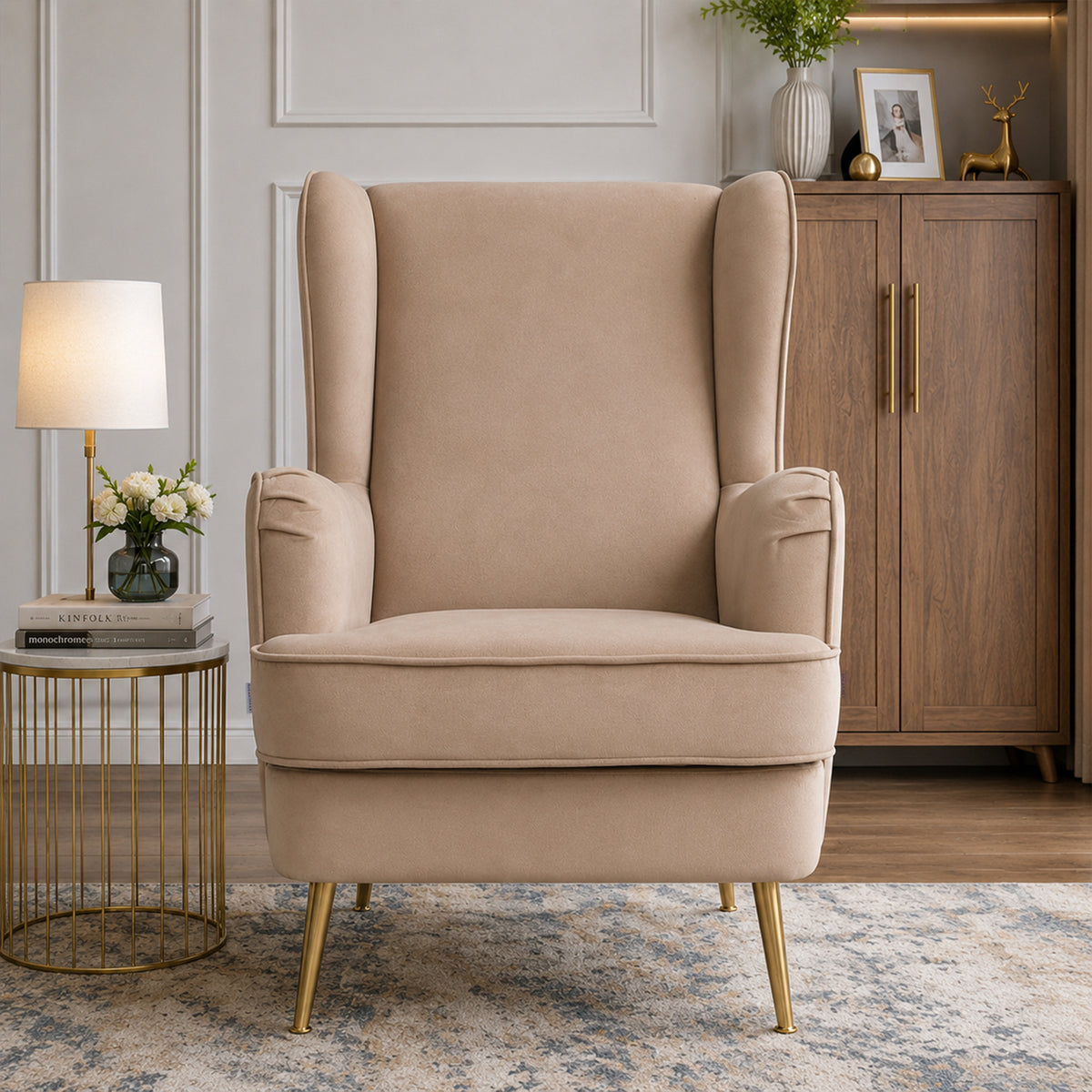Charm Velvet Accent Chair in Brown