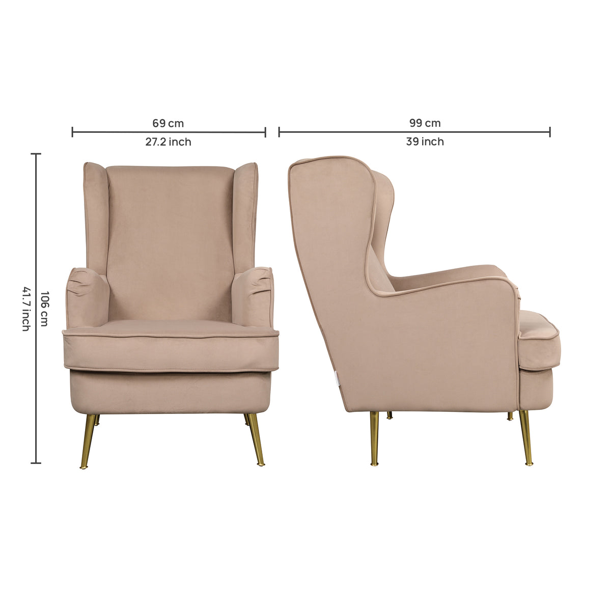 Charm Velvet Accent Chair in Brown