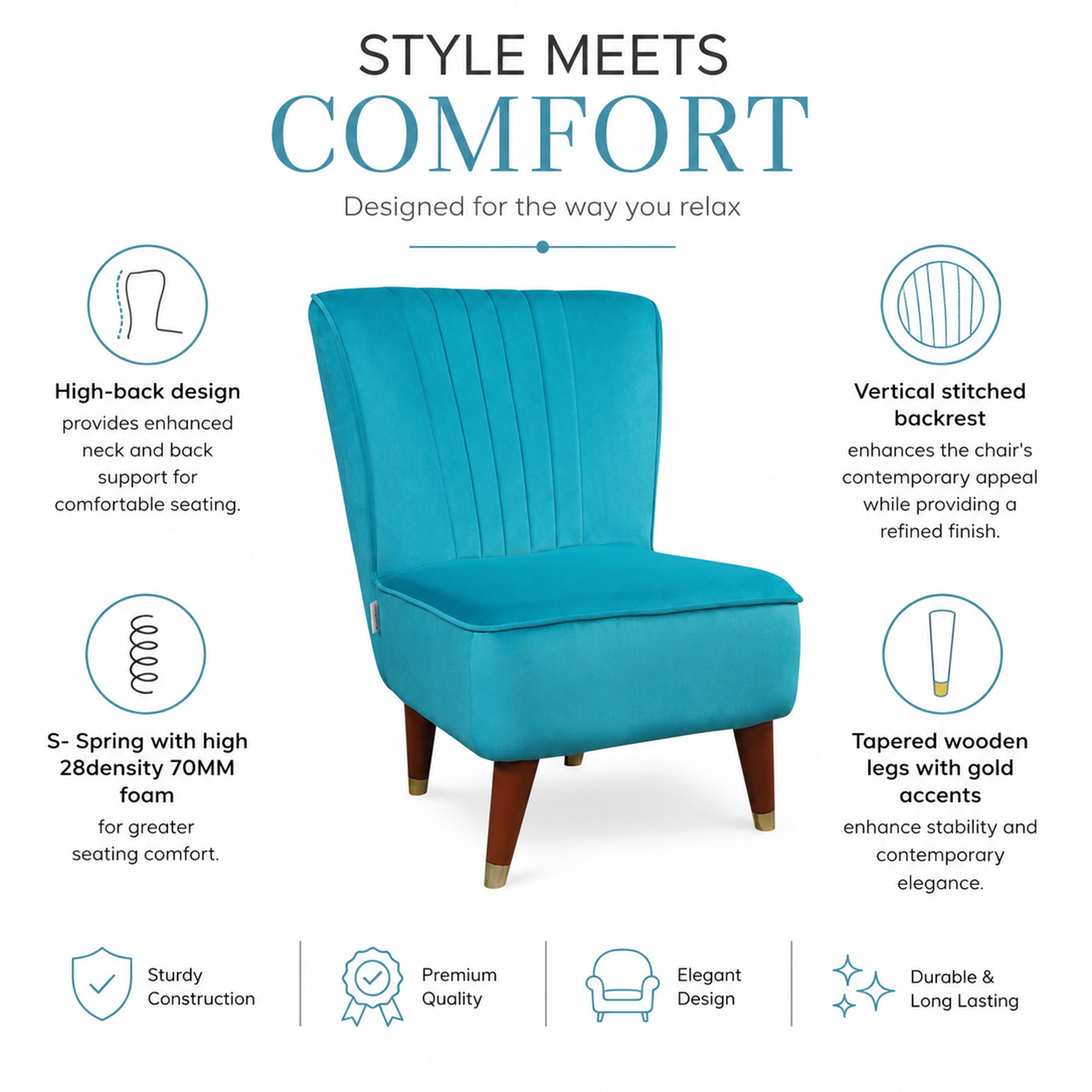 Jane Velvet Accent Chair in Sea Green