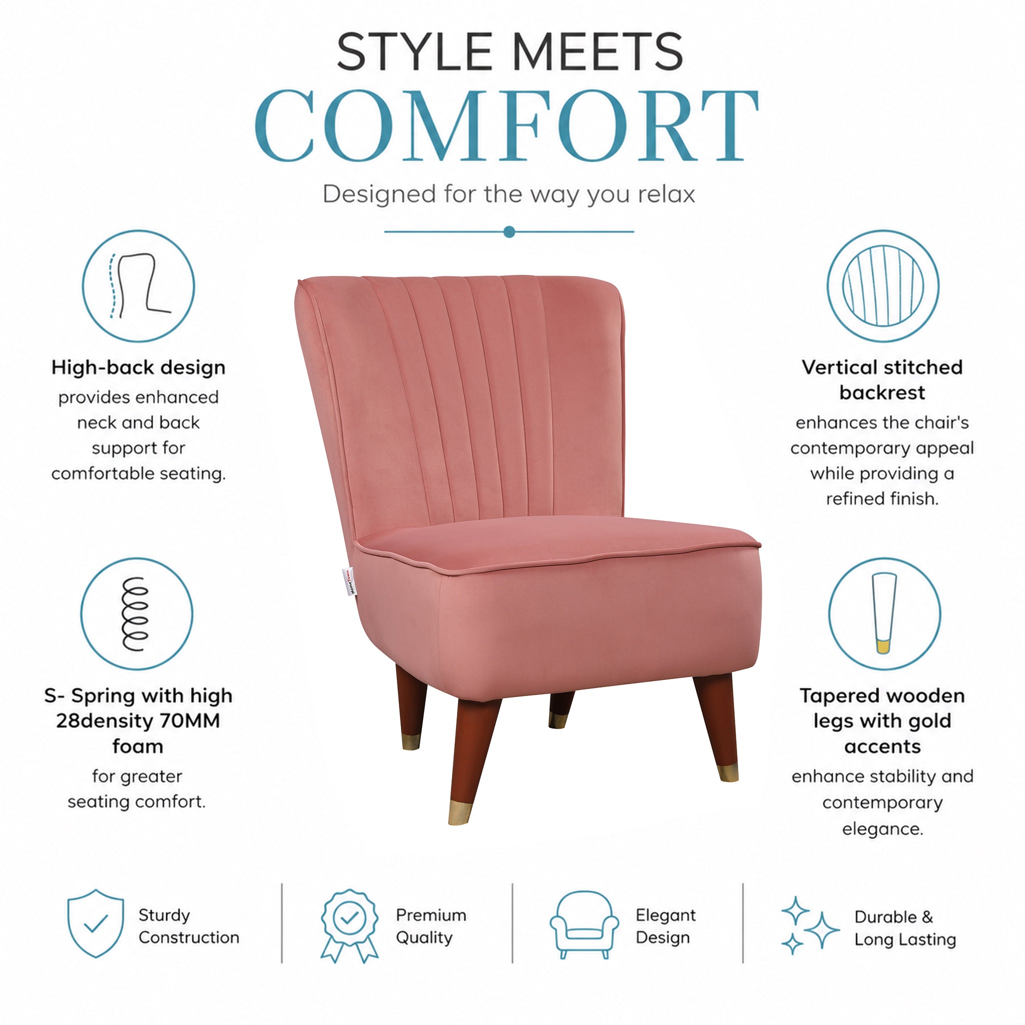 Jane Velvet Accent Chair in Blush Pink