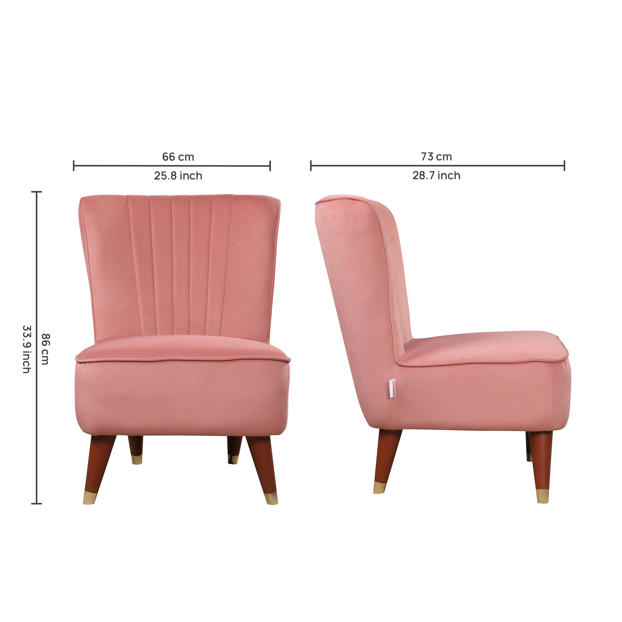 Jane Velvet Accent Chair in Blush Pink