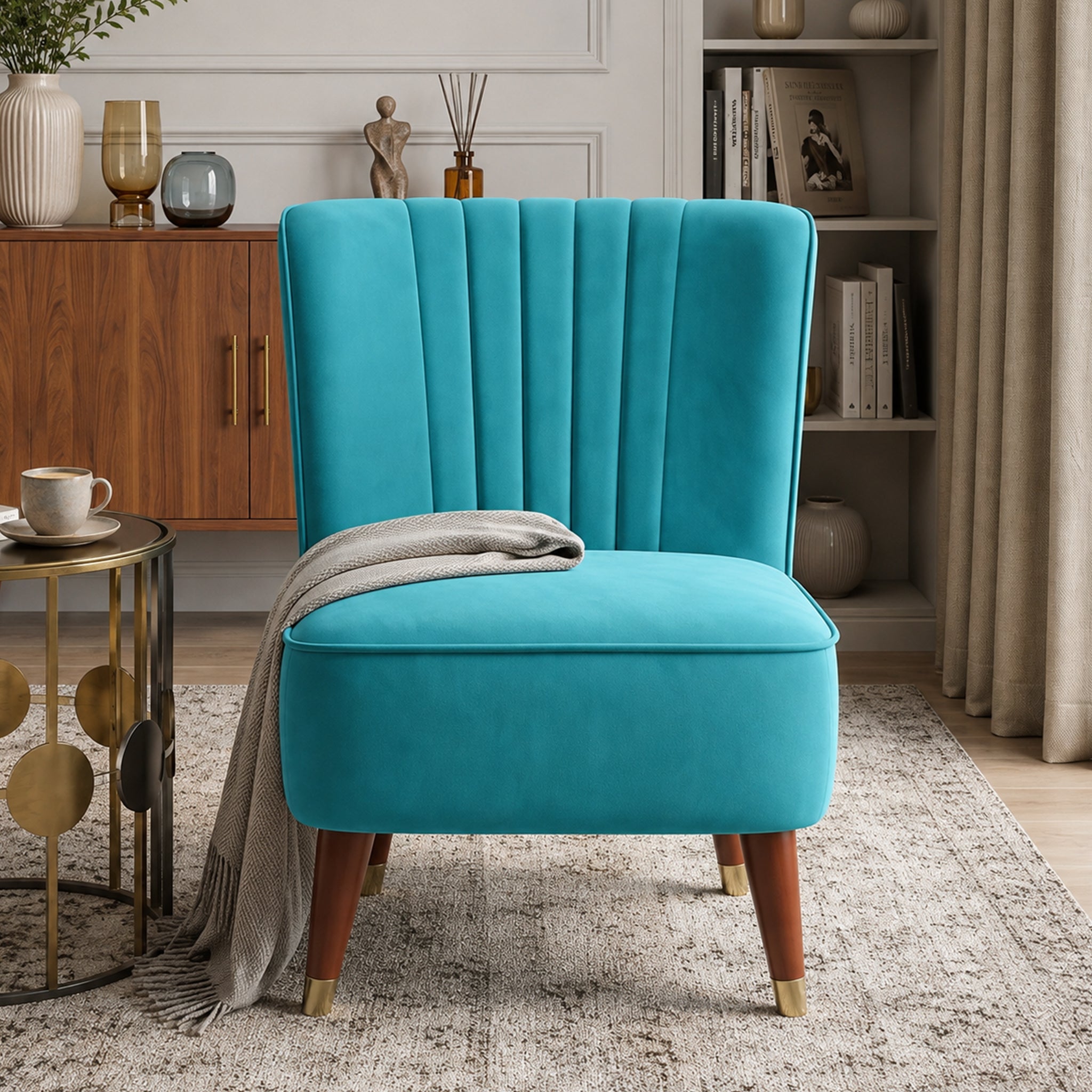 Jane Velvet Accent Chair in Teal